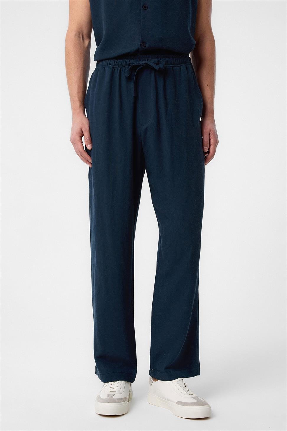 Antioch Lacivert Keten Karışımlı Jogger Erkek Pantolon