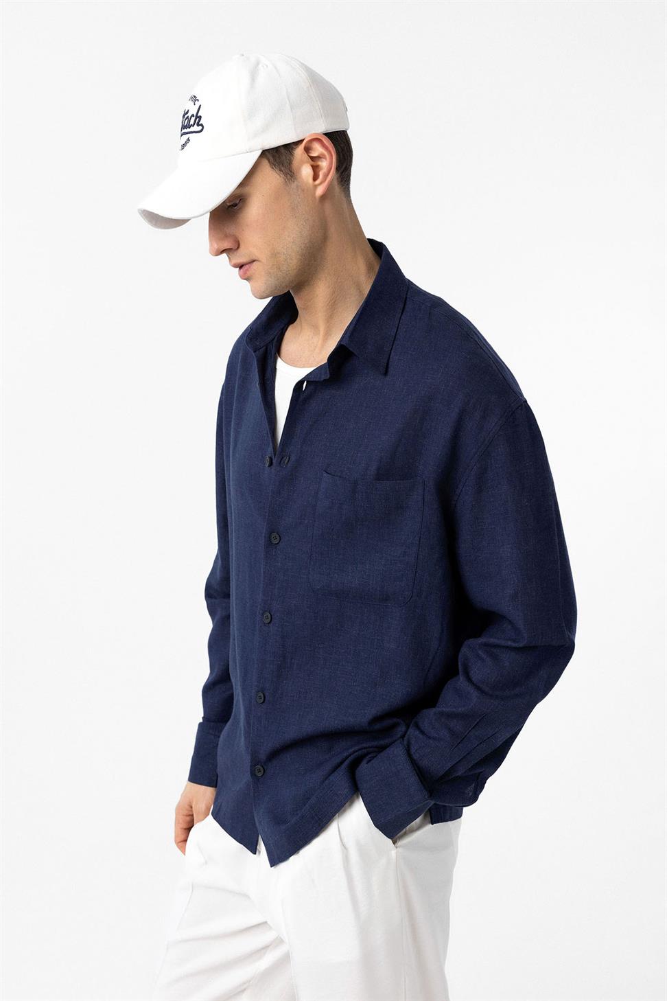 Relax Fit Mens Shirt with Linen Blend