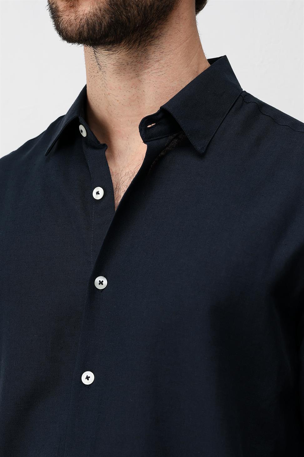Relax Fit Mens Shirt with Linen Blend