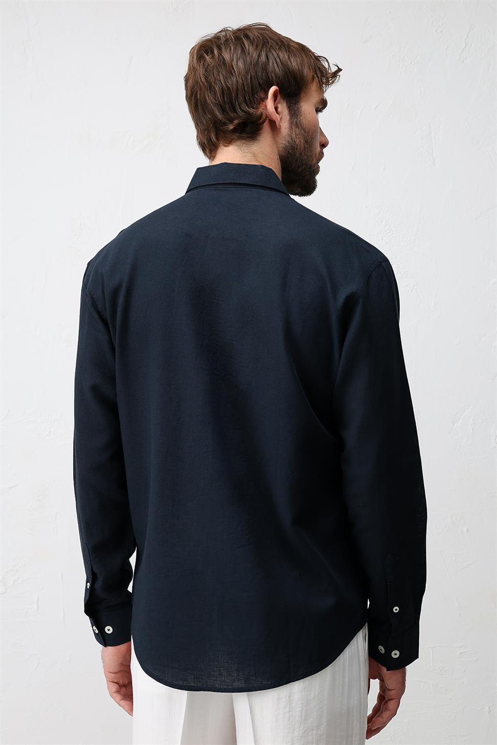 Relax Fit Mens Shirt with Linen Blend