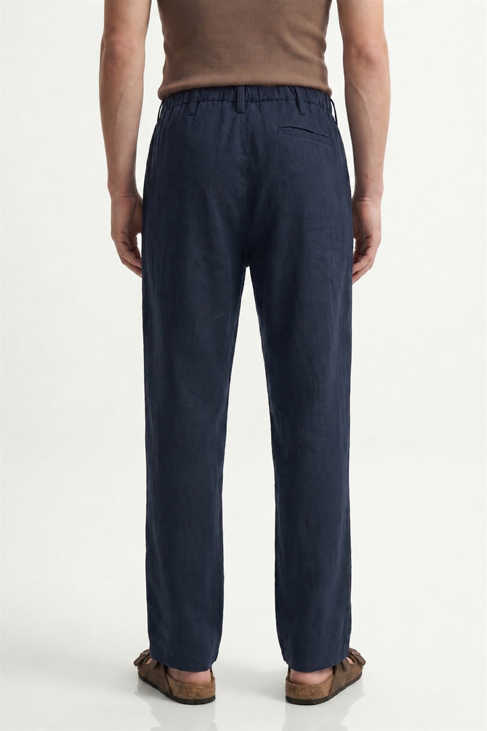 Antioch Lacivert Keten Karışımlı Relaxed Erkek Pantolon
