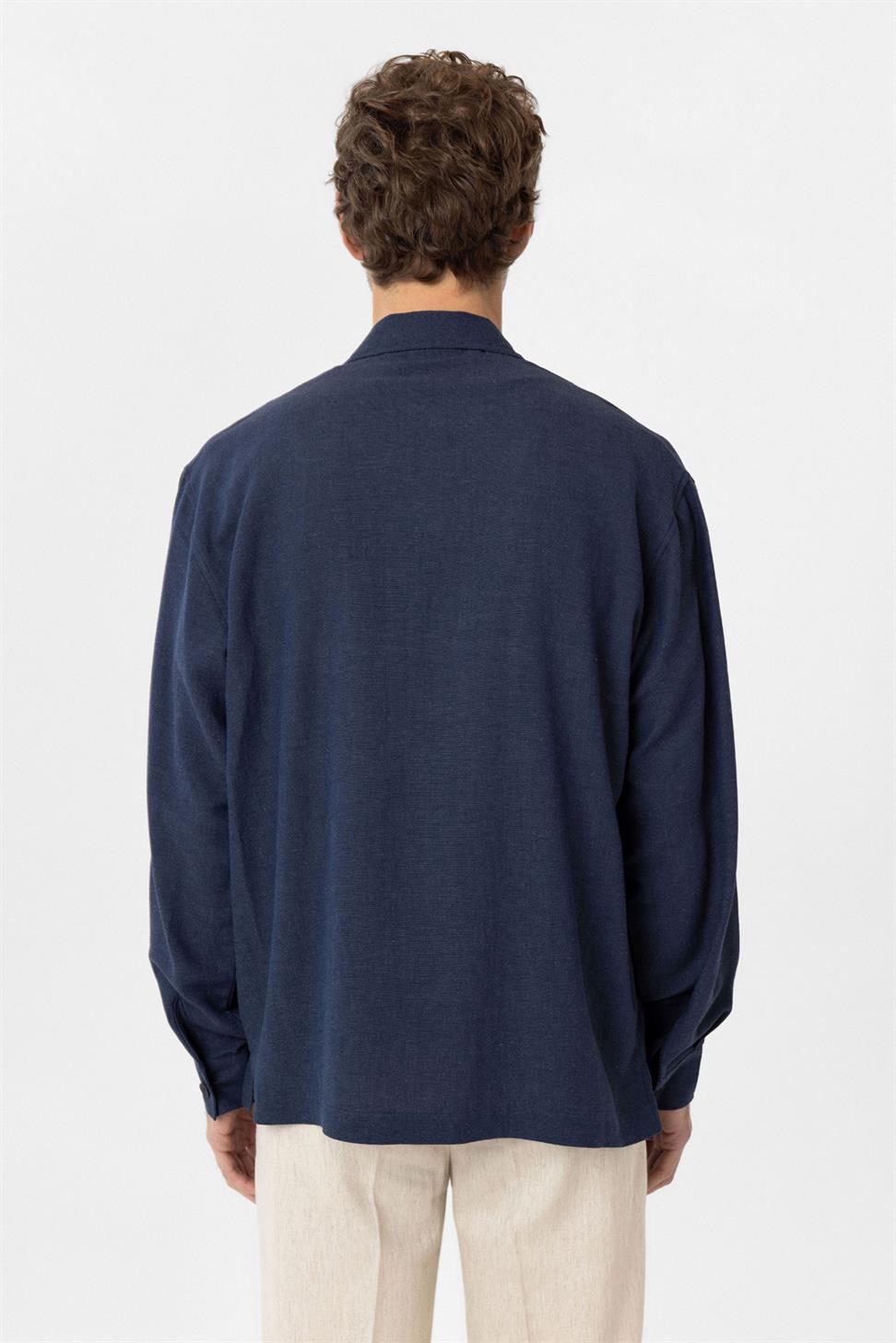 Relaxed Mens Shirt with Linen Blend