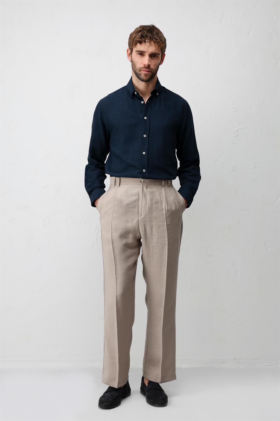 Relaxed Fit Mens Shirt with Linen Blend