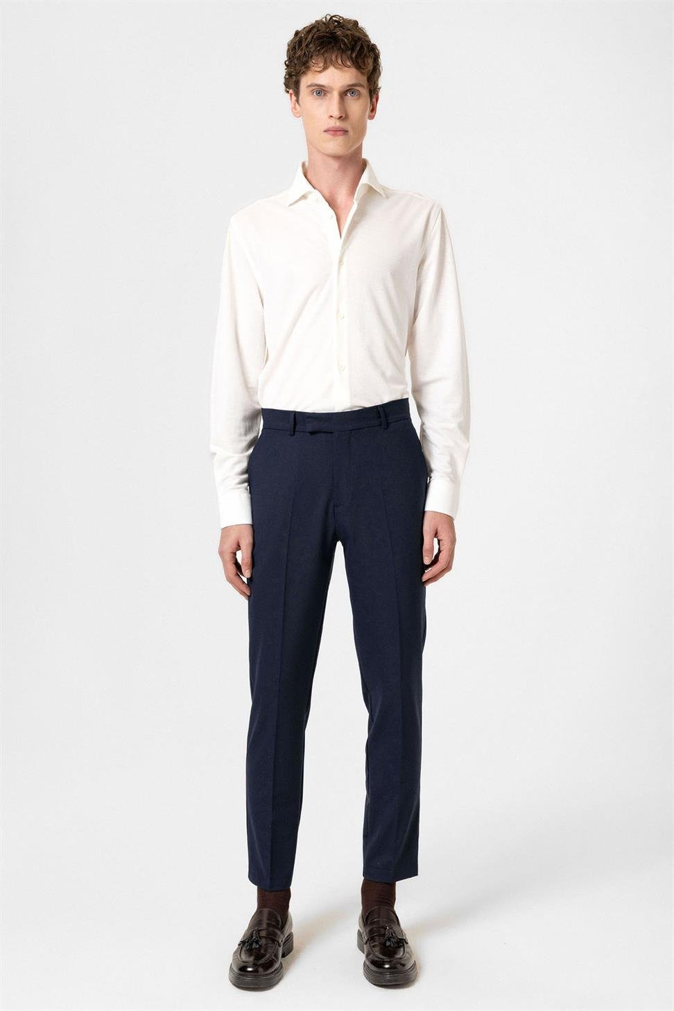 Antioch Lacivert Klasik Yüksek Bel Erkek Pantolon