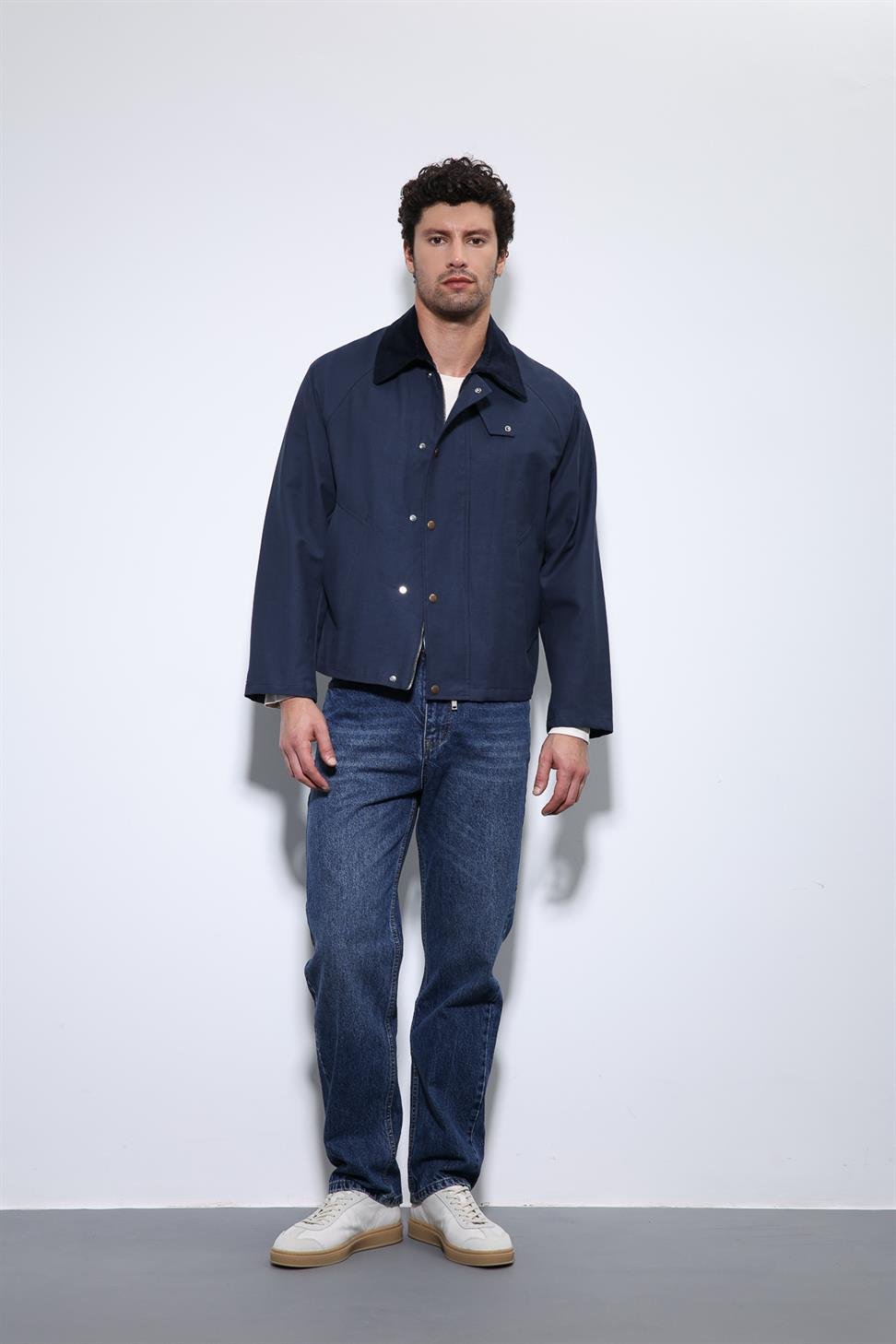 Antioch Lacivert Kontrast Yaka Erkek Ceket