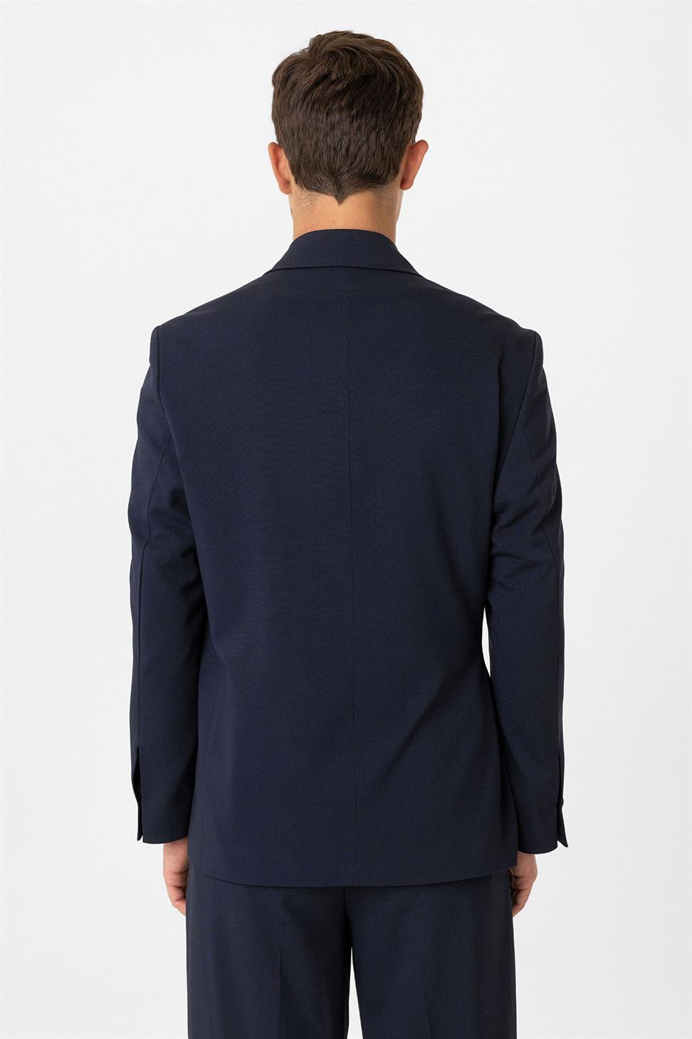 Antioch Lacivert Kuşaklı Relax Fit Erkek Blazer Ceket