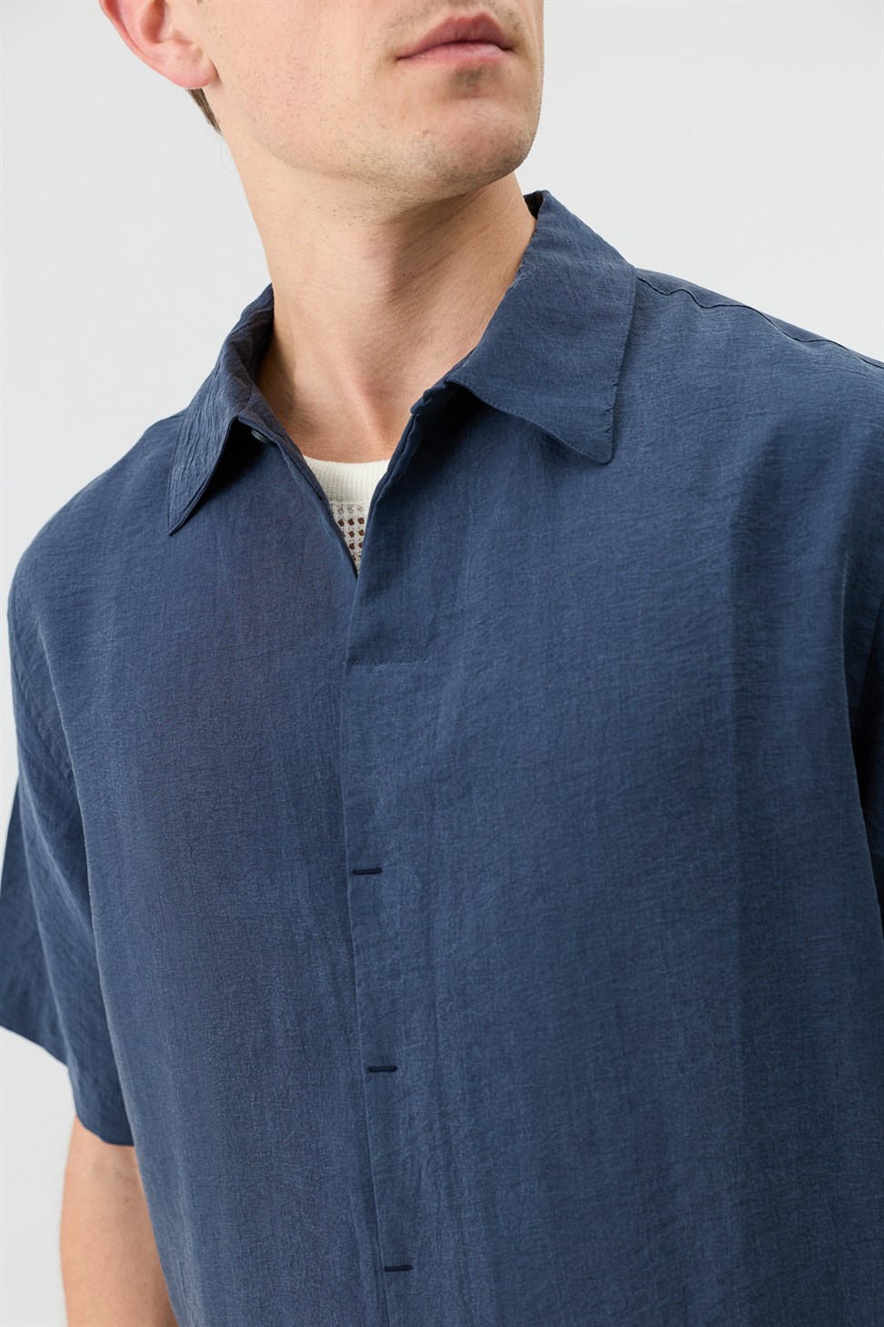 Mens Shirt with Lyocell Blend and Hidden Buttons