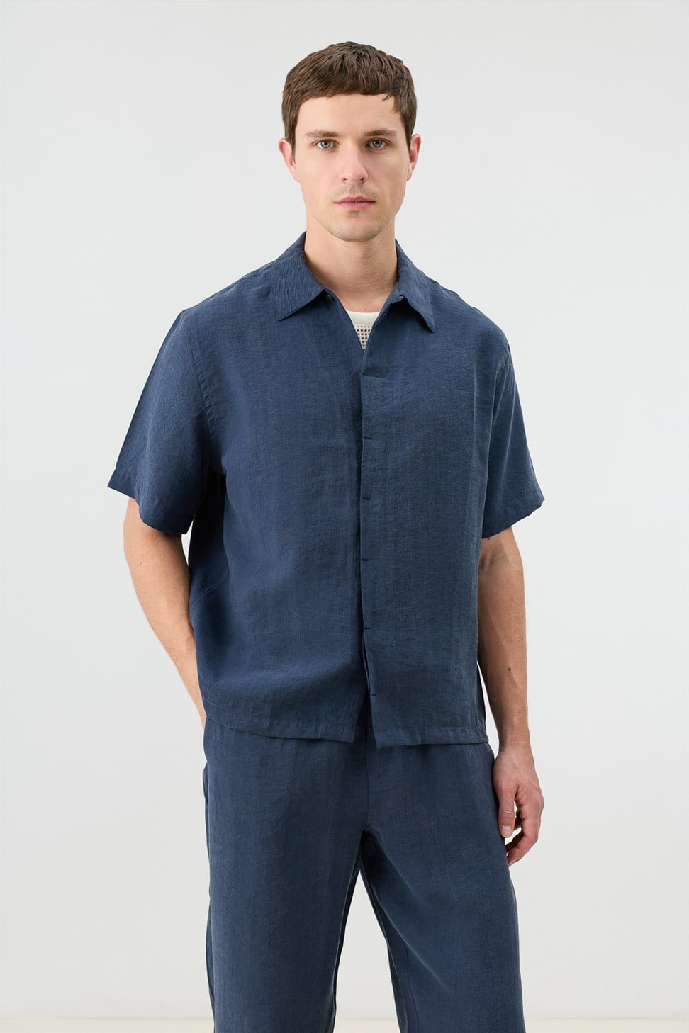 Mens Shirt with Lyocell Blend and Hidden Buttons