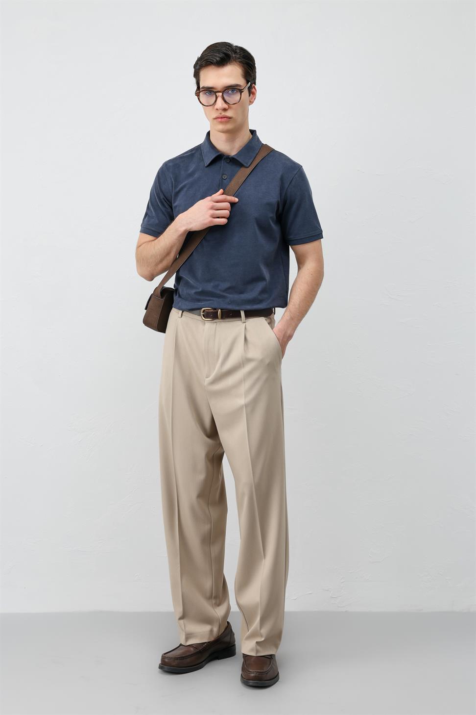 تي شيرت رجالي بياقة بولو من مزيج الليوسيل