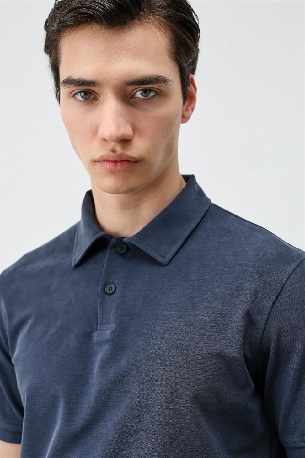 تي شيرت رجالي بياقة بولو من مزيج الليوسيل