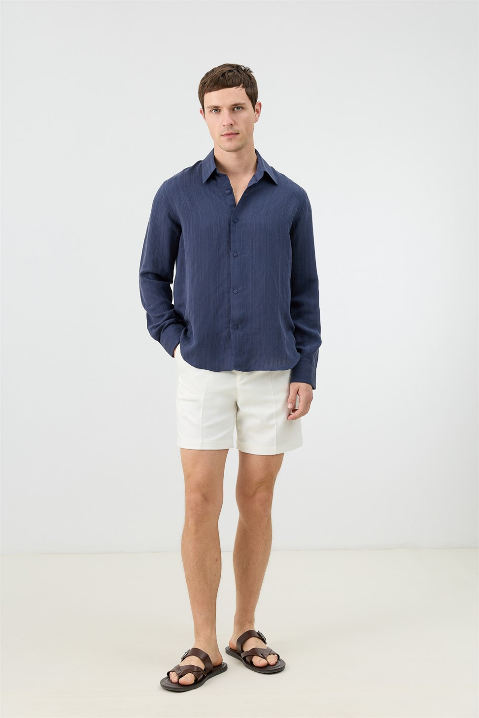 Mens Striped Shirt with Modal Blend