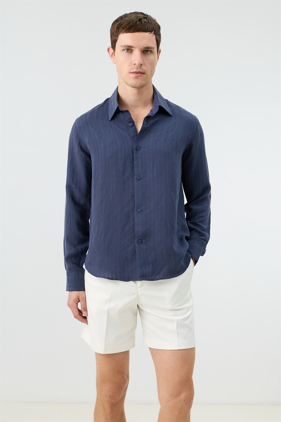 Mens Striped Shirt with Modal Blend