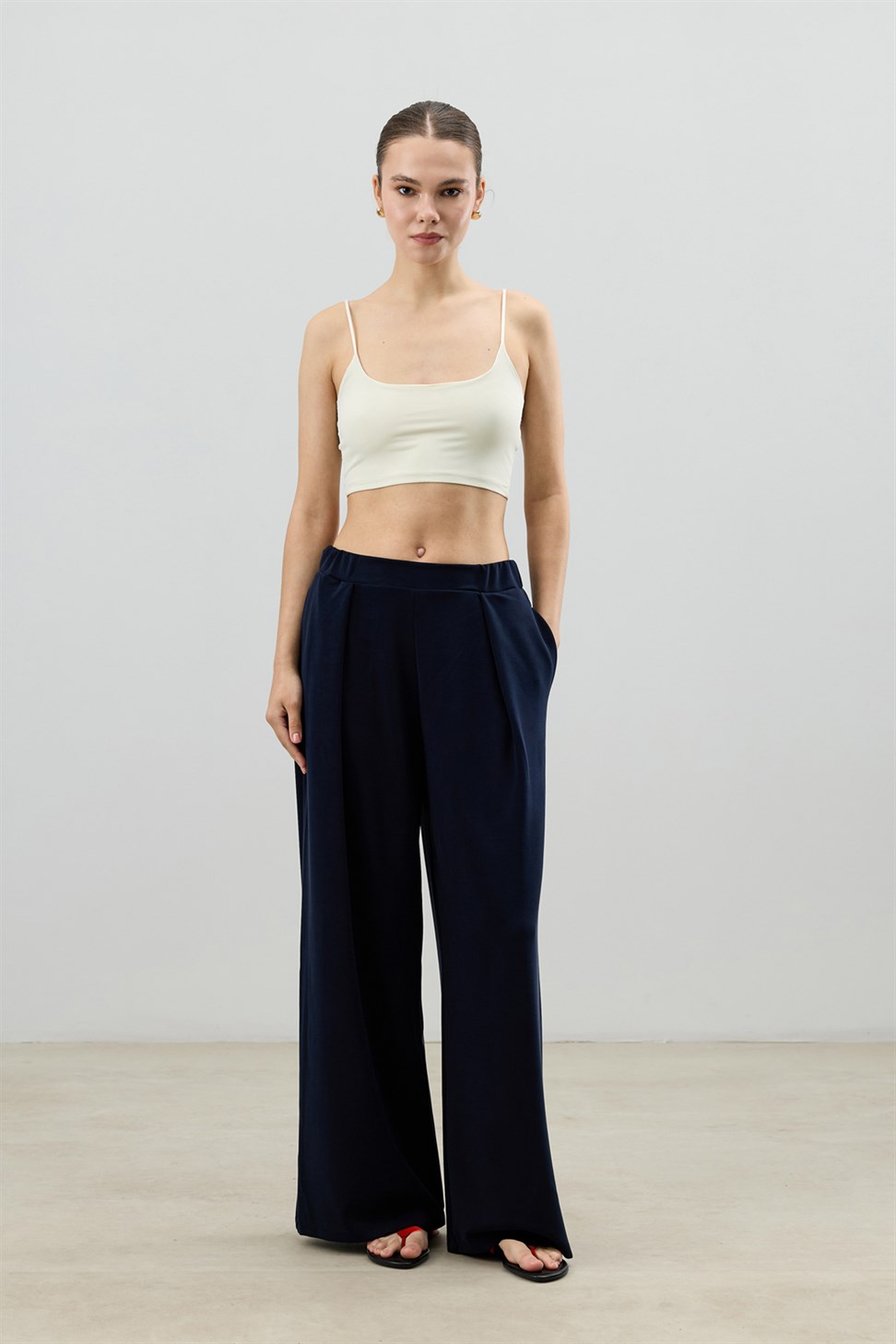 Antioch Lacivert Modal Karışımlı T-Shirt Pantolon Kadın Takım