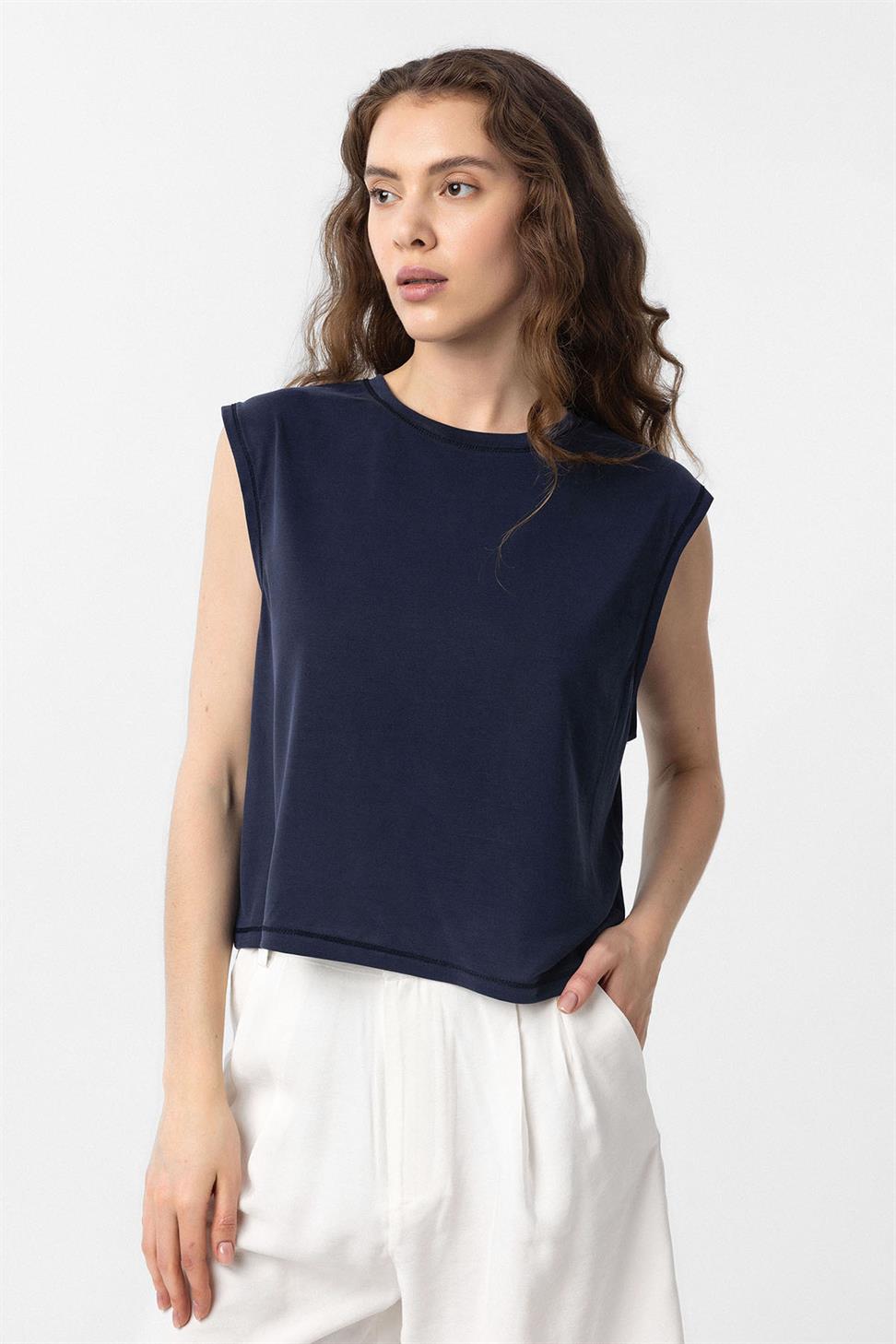 Antioch Lacivert Modal Kumaş Kadın T-Shirt