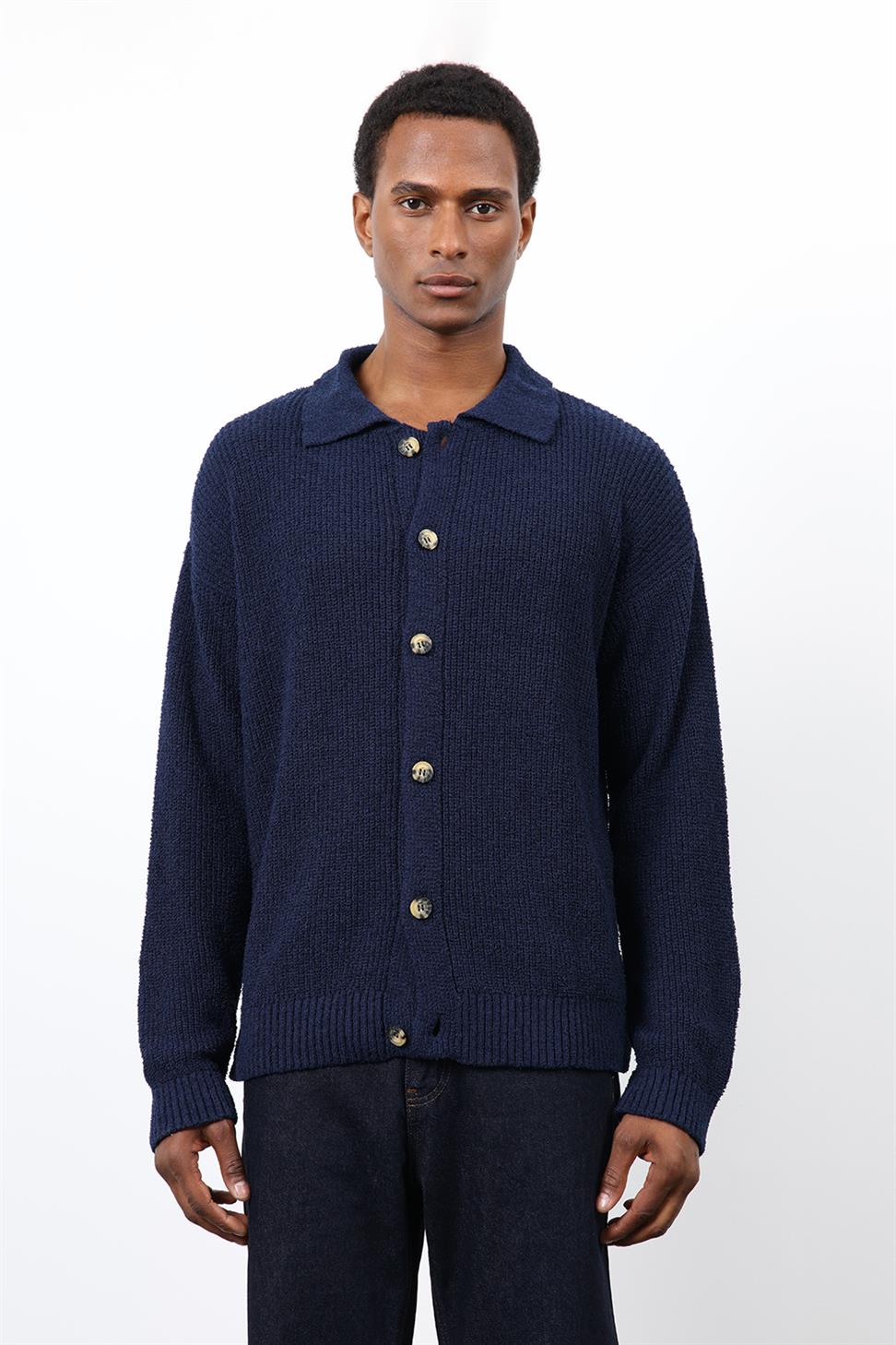 Antioch Lacivert Örme Triko Erkek Hırka