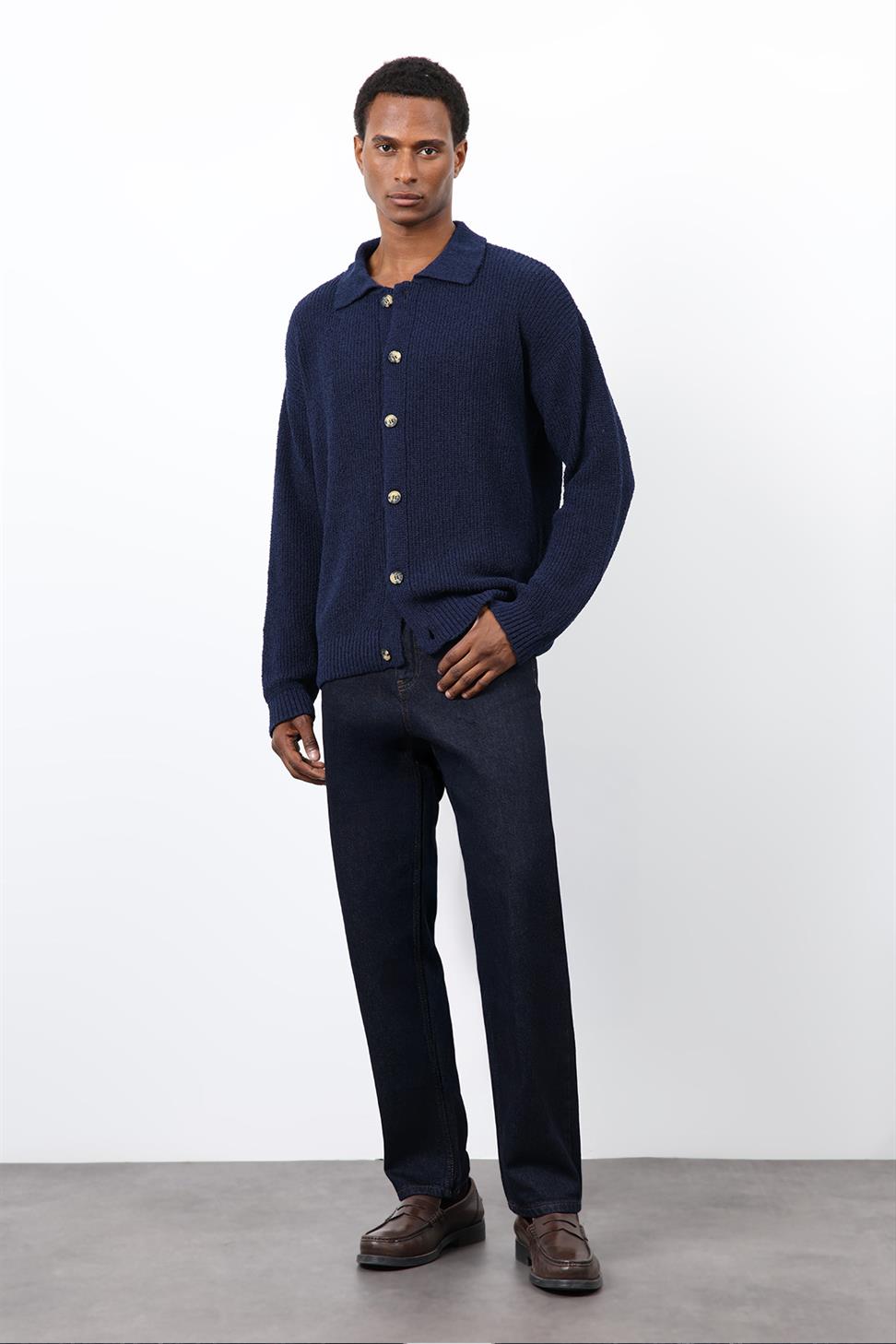 Antioch Lacivert Örme Triko Erkek Hırka