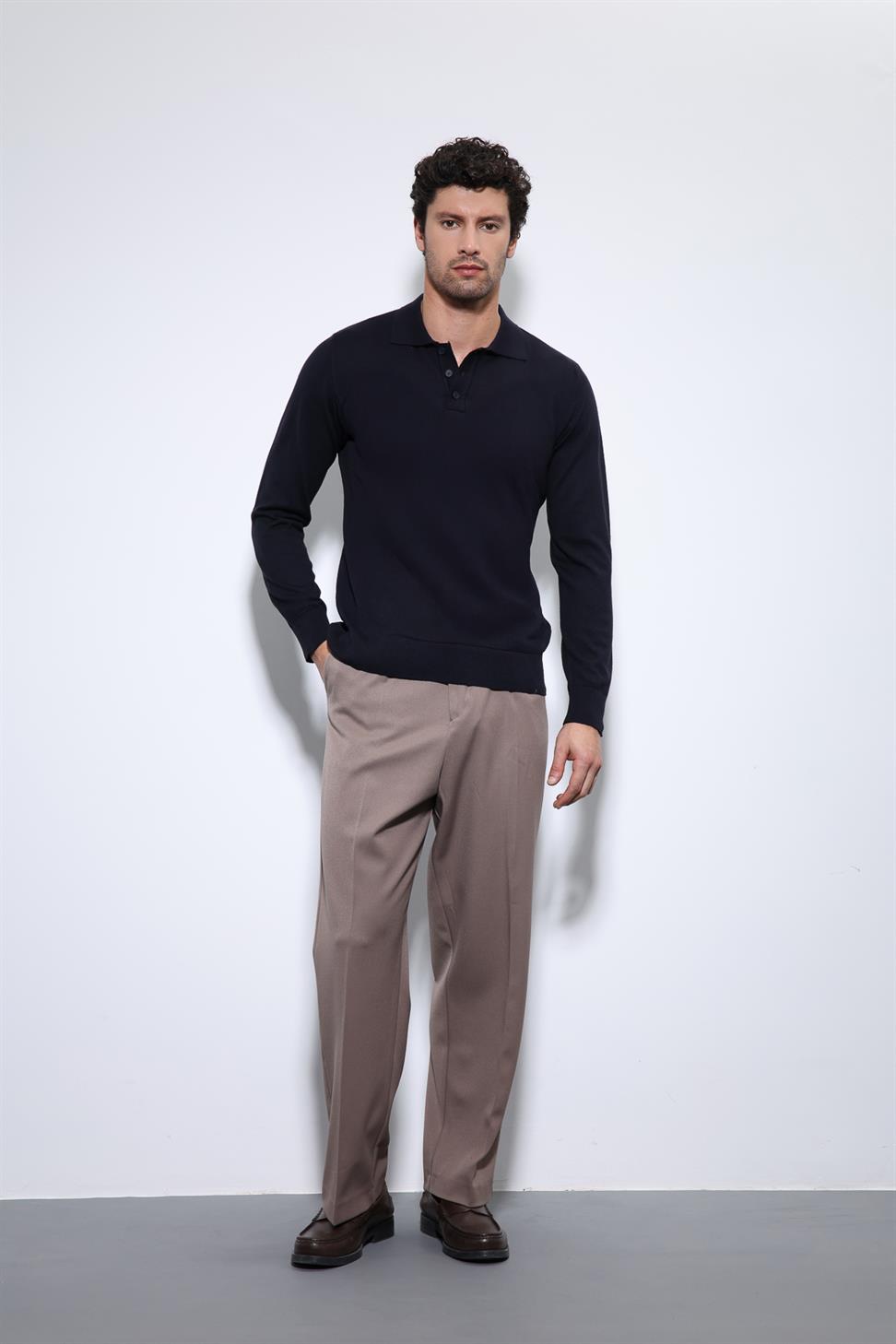 Antioch Lacivert Polo Yaka Erkek Kazak