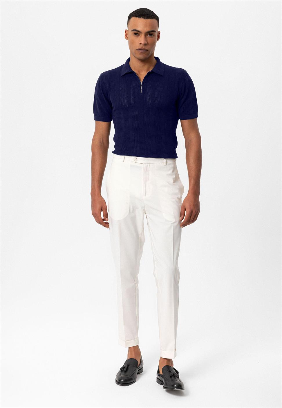 تي شيرت رجالي محبوك بياقة بولو بياقة بولو بسحاب