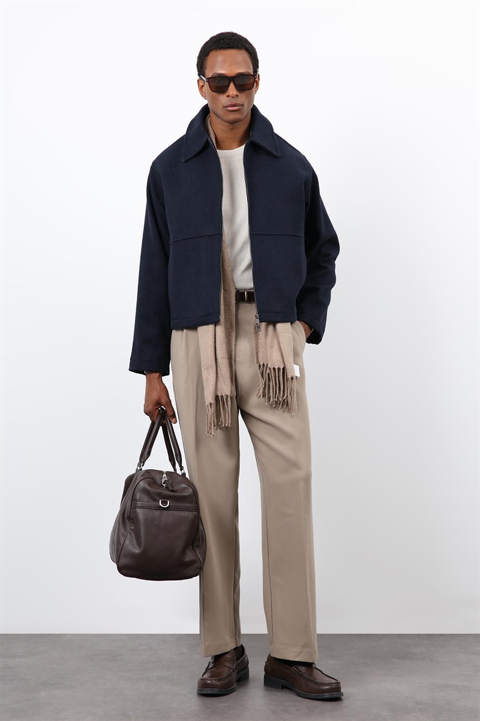 Antioch Lacivert Regular Fit Dokulu Erkek Mont