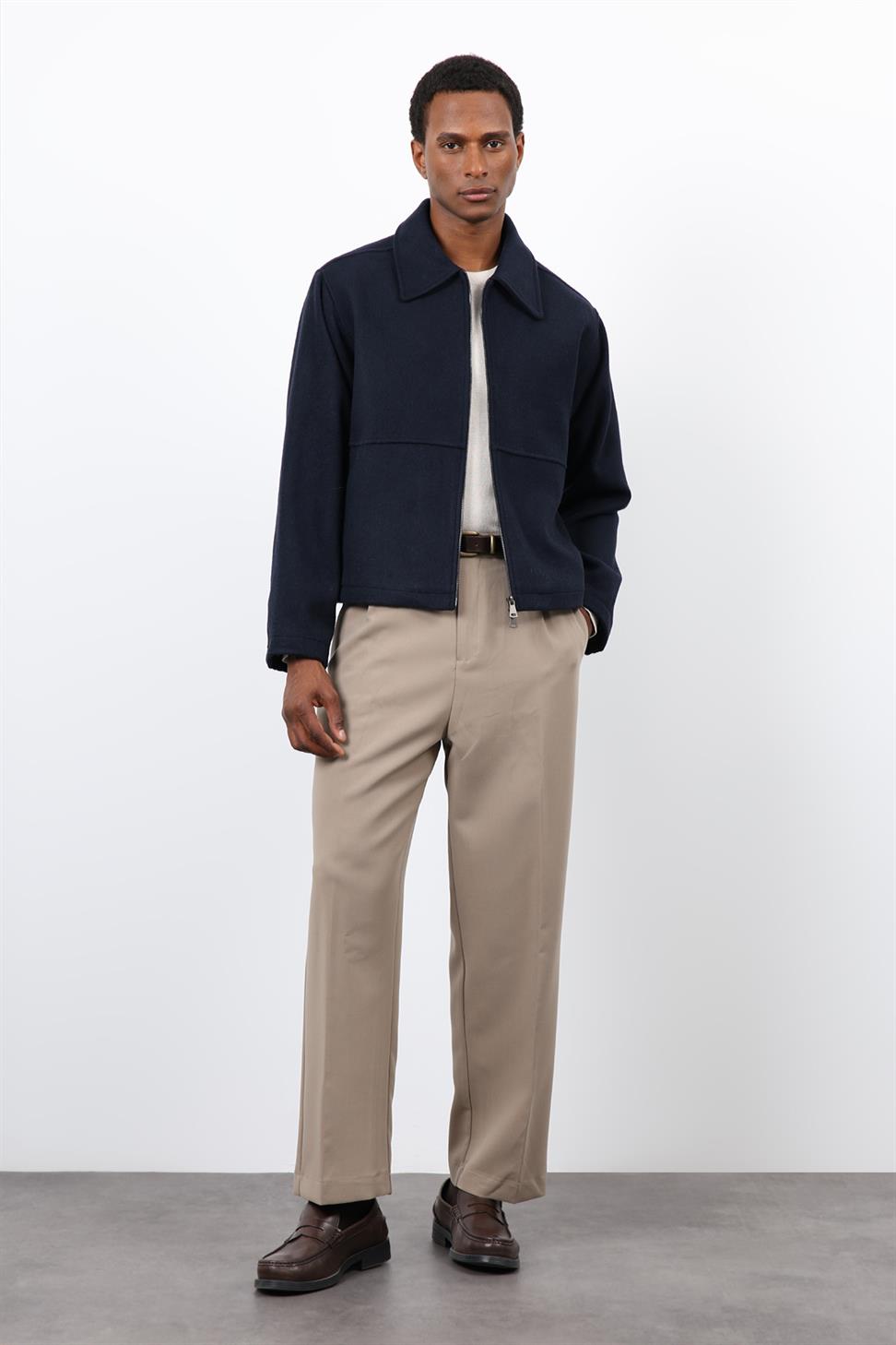 Antioch Lacivert Regular Fit Dokulu Erkek Mont