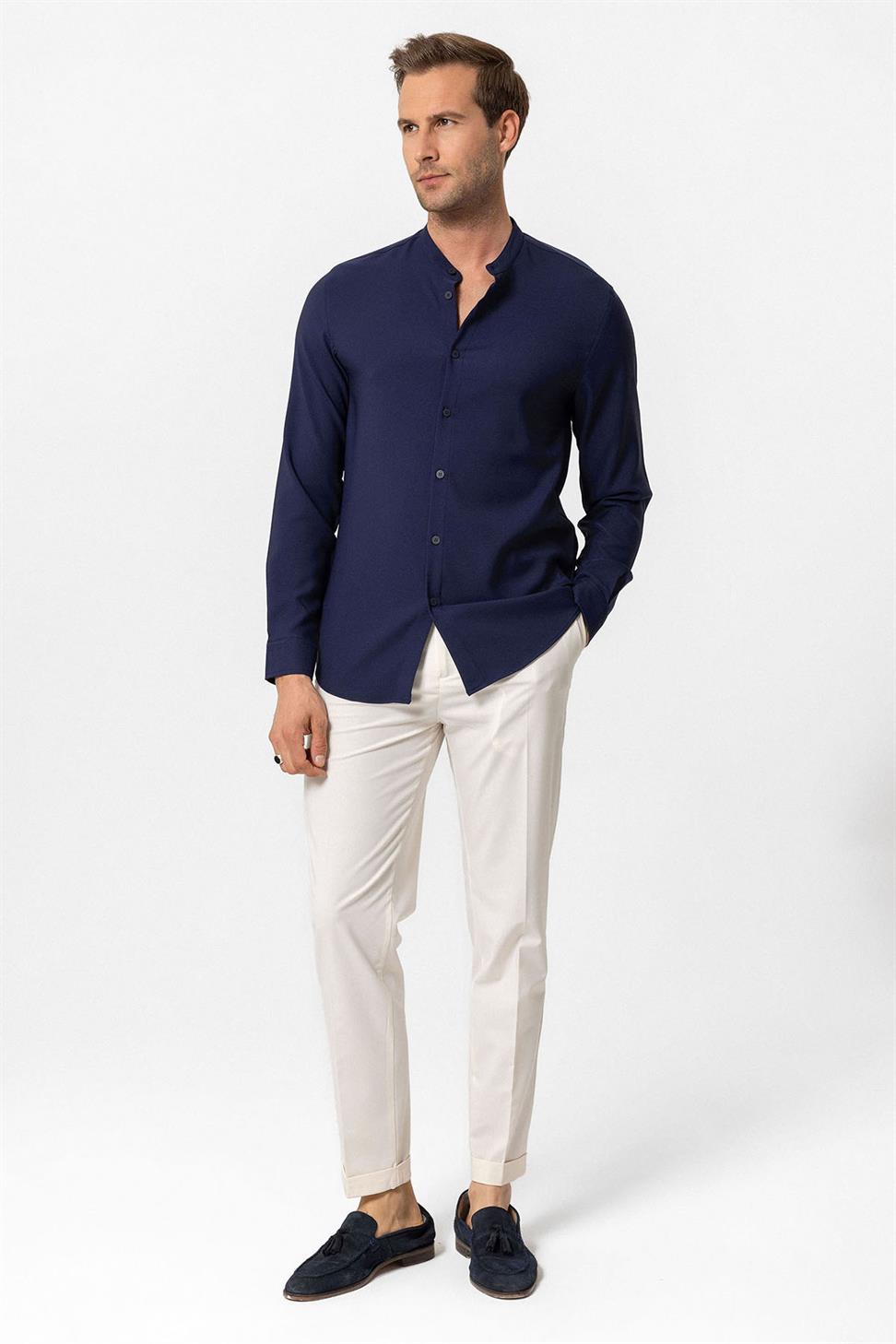 Antioch Lacivert Regular Fit Hakim Yaka Erkek Gömlek