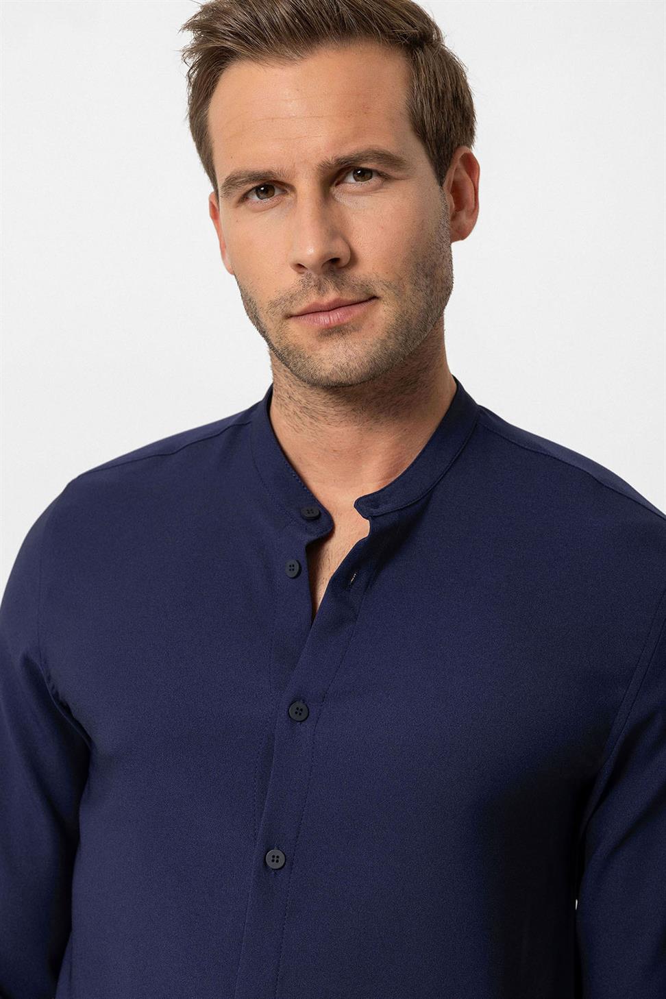 Antioch Lacivert Regular Fit Hakim Yaka Erkek Gömlek
