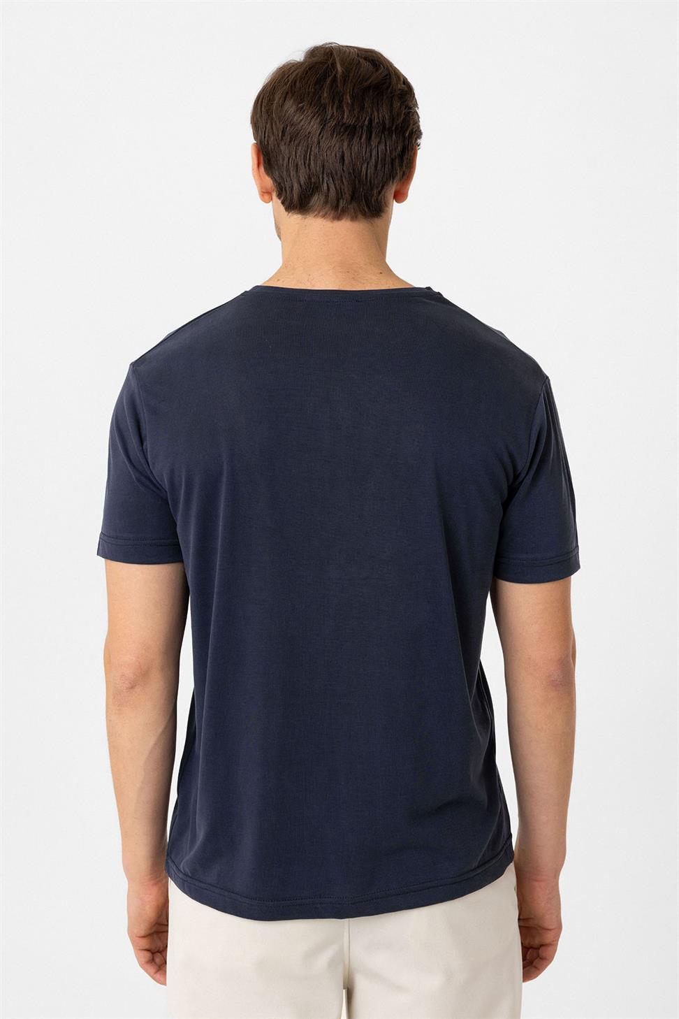 Antioch Lacivert Regular Fit Modal Teknik Kumaş Erkek T-Shirt