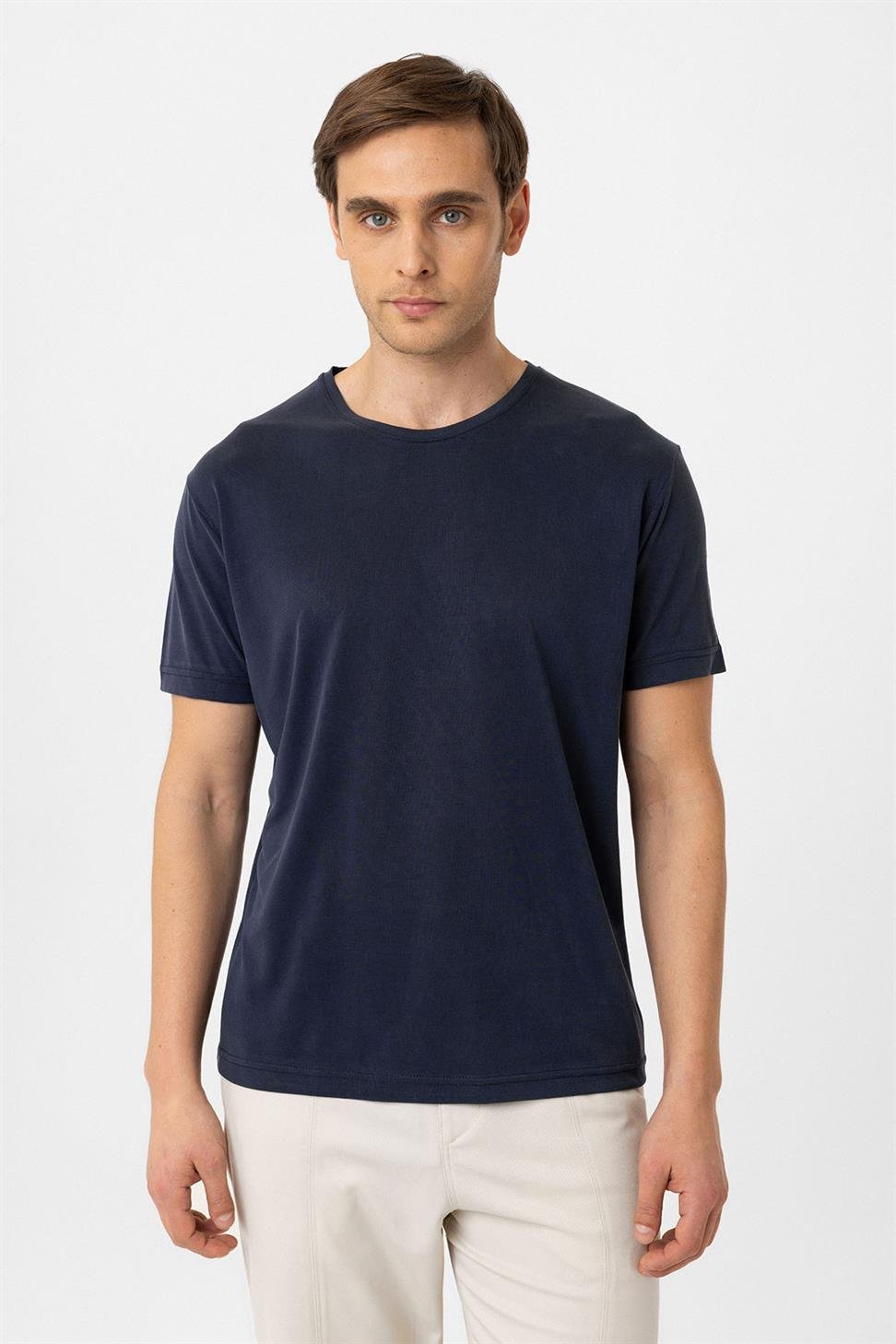 Antioch Lacivert Regular Fit Modal Teknik Kumaş Erkek T-Shirt