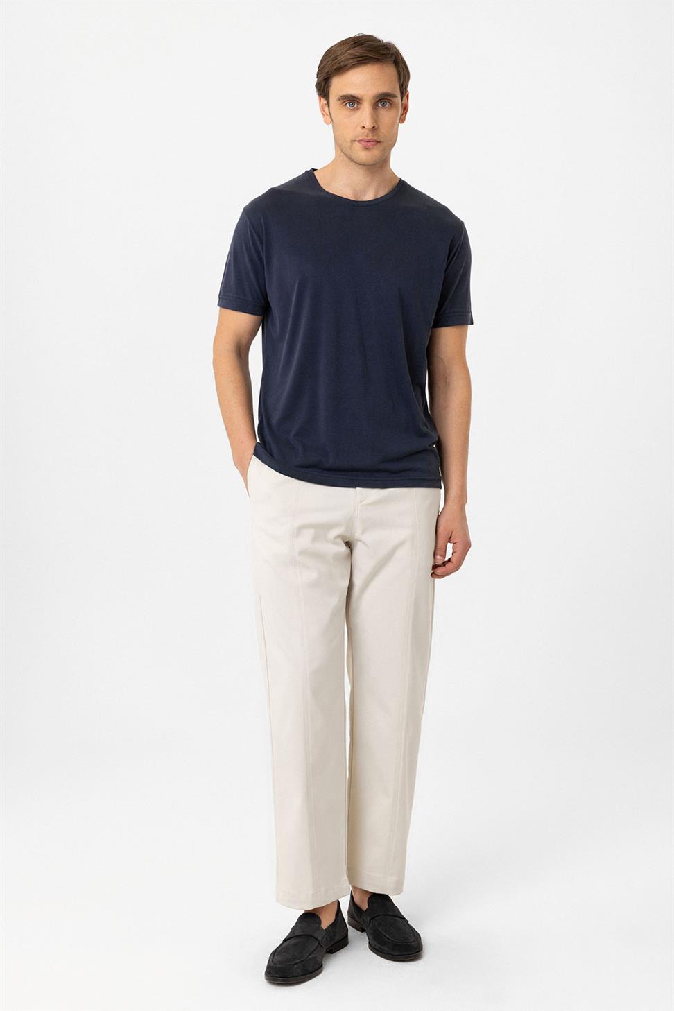 Antioch Lacivert Regular Fit Modal Teknik Kumaş Erkek T-Shirt