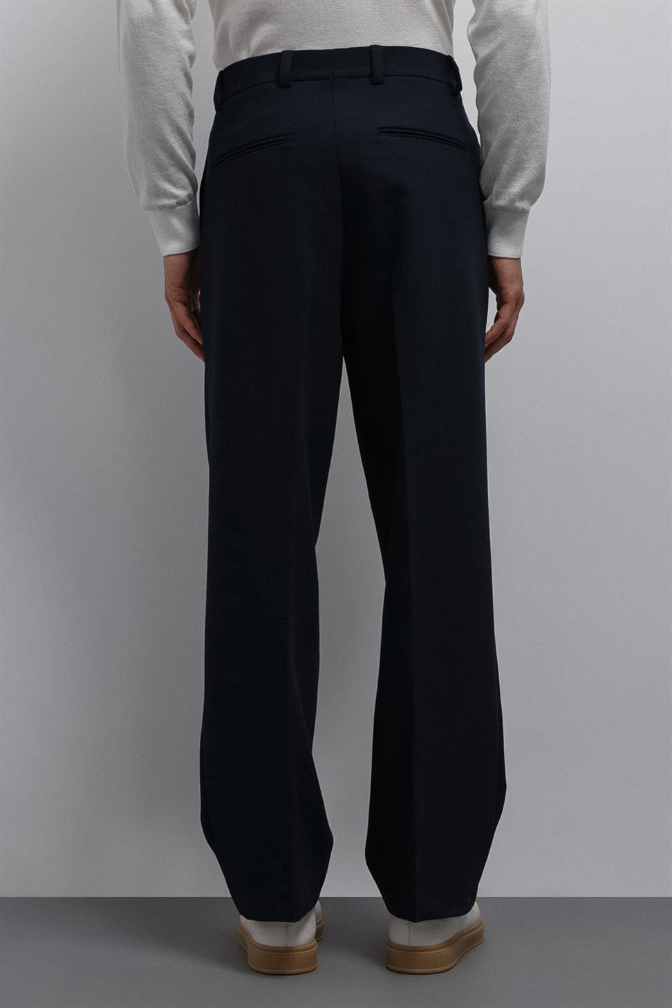 Antioch Lacivert Relax Fit Baggy Pilili Erkek Pantolon