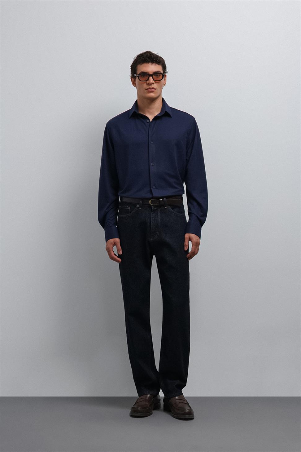 Antioch Lacivert Relax Fit Erkek Gömlek