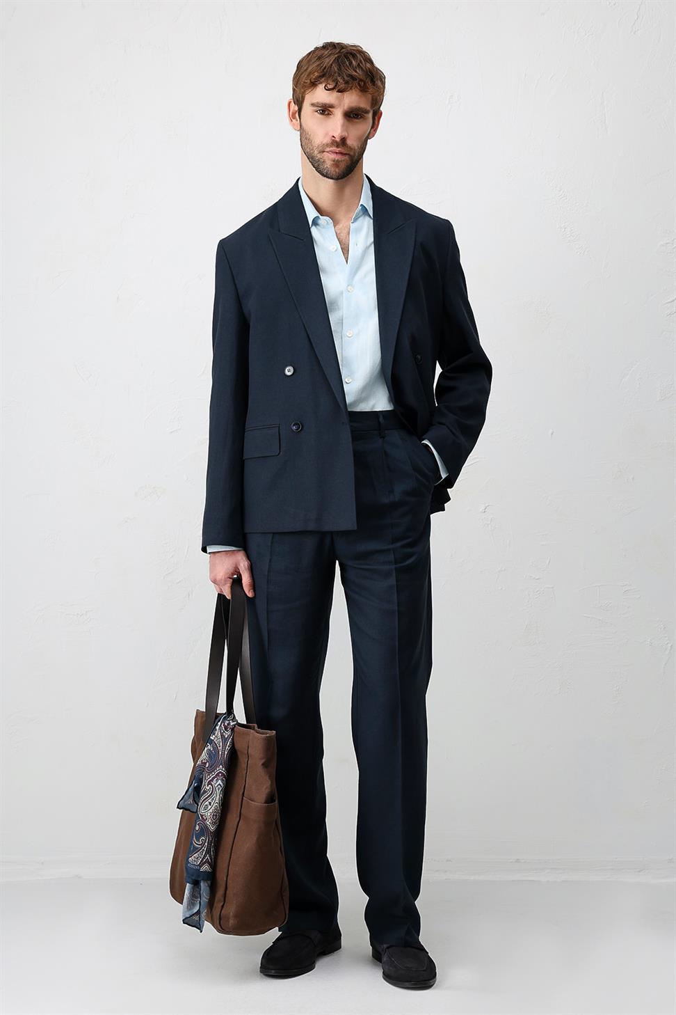 Relaxed Fit Linen Blend Mens Blazer Jacket