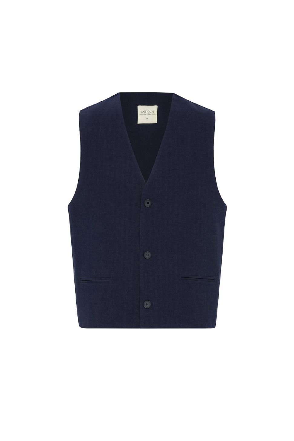 Relax Fit Linen Blend Mens Vest