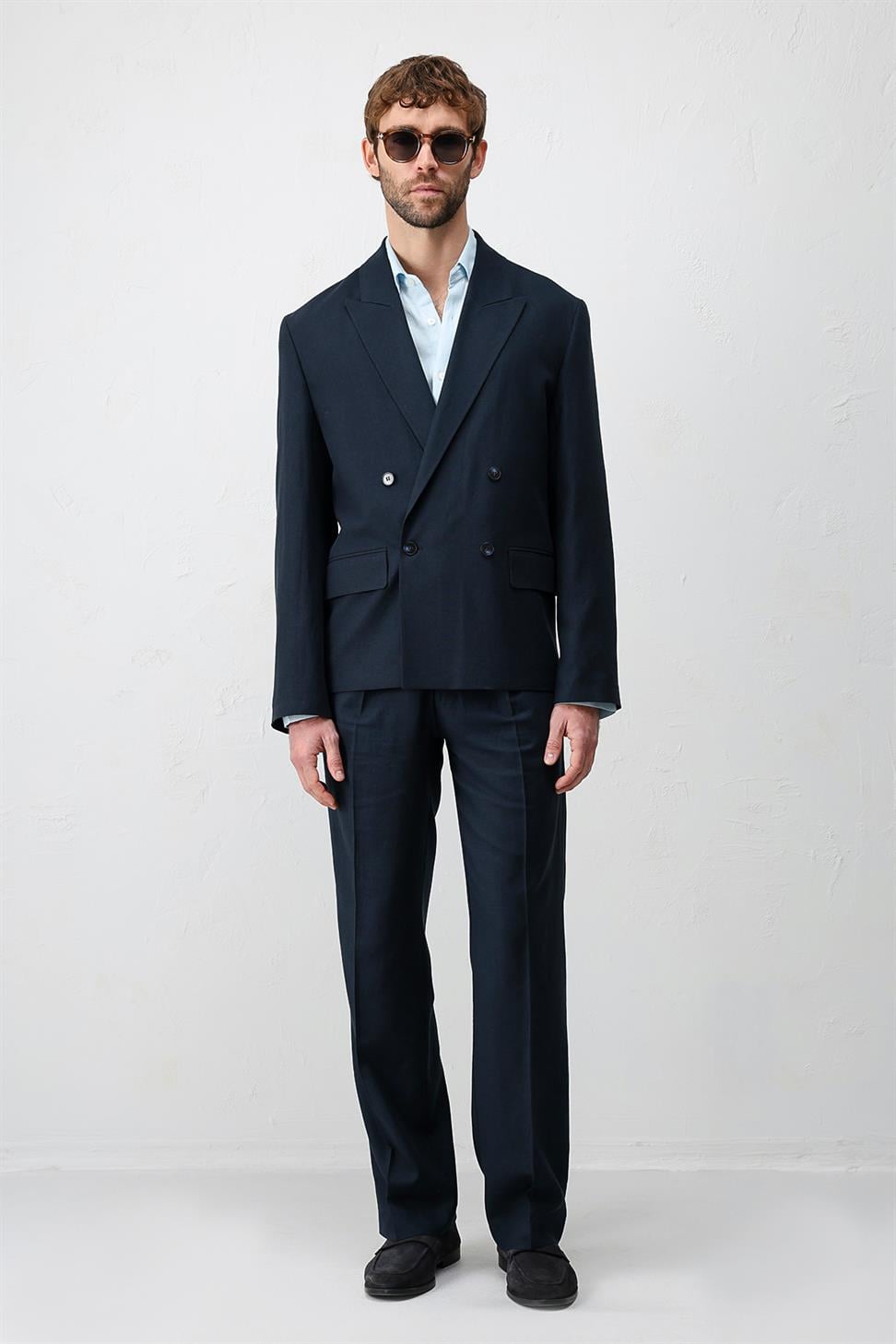 Relaxed Fit Linen Blend Mens Blazer Jacket