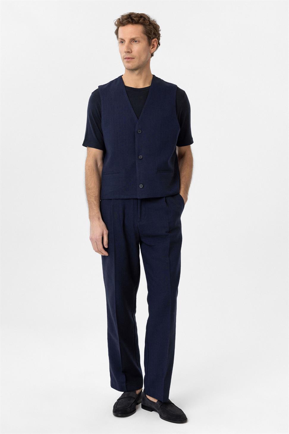 Relax Fit Linen Blend Mens Vest