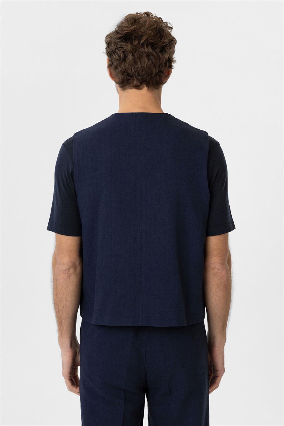 Relax Fit Linen Blend Mens Vest