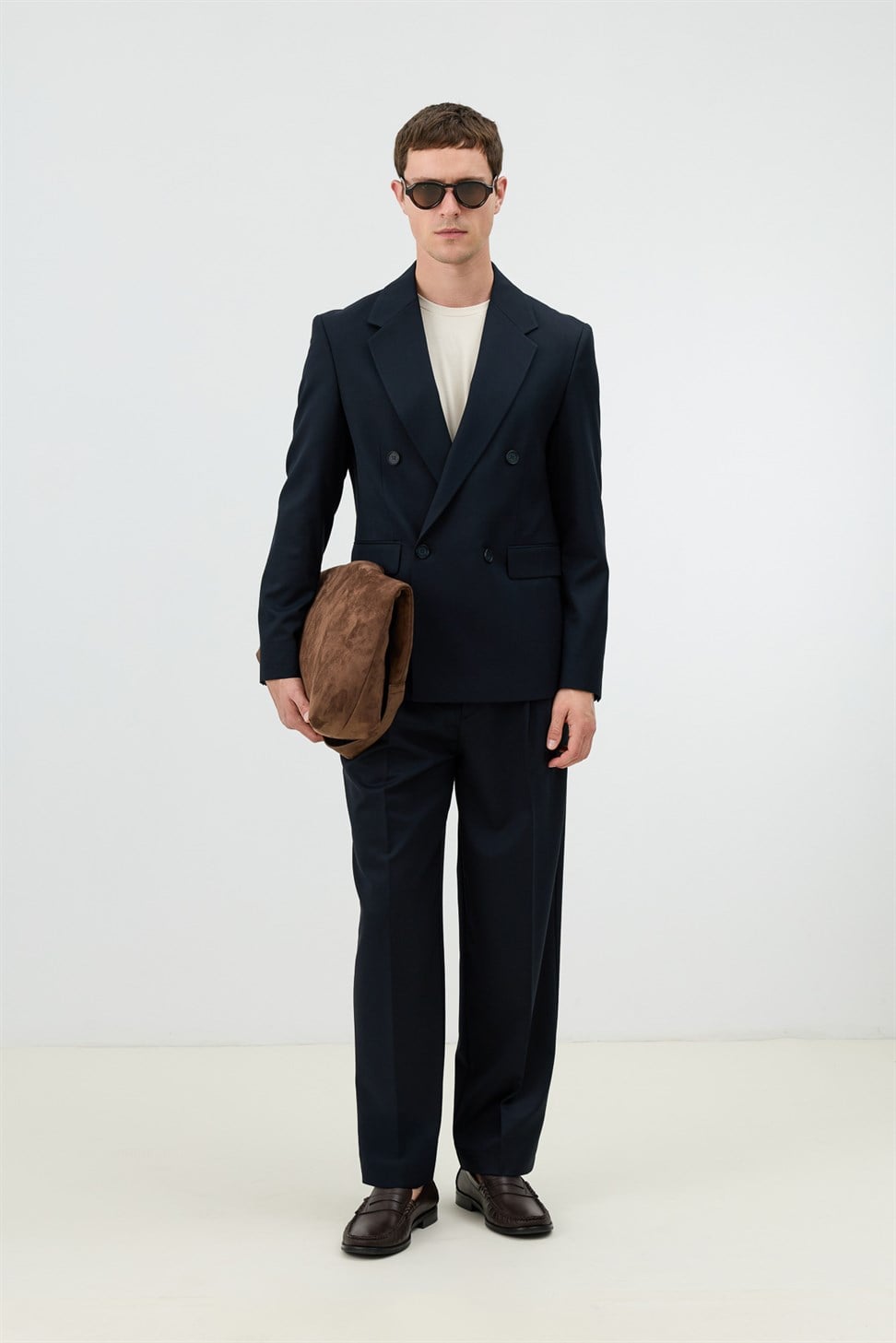 Antioch Lacivert Relaxed Kruvaze Erkek Blazer Ceket