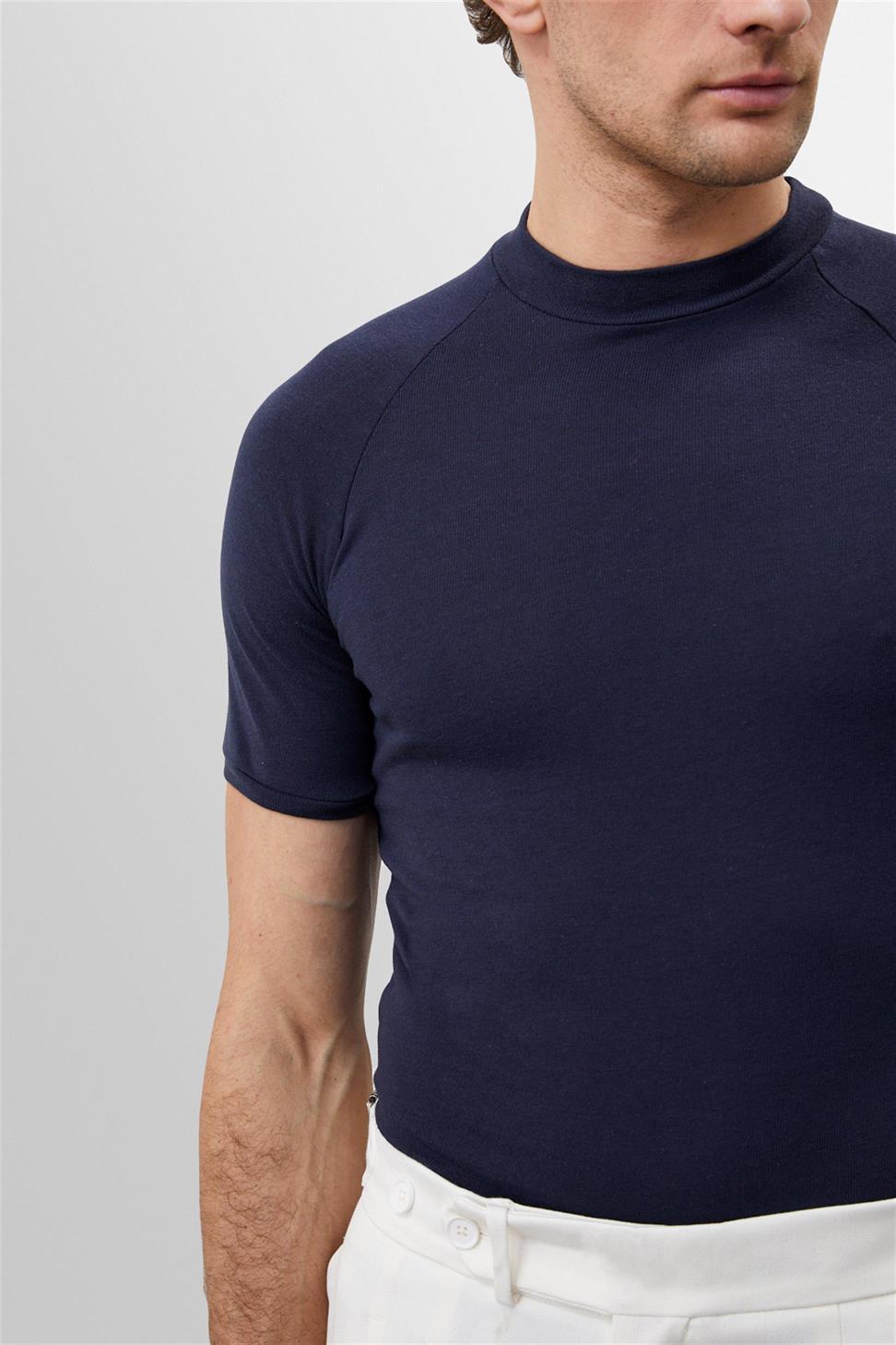 Antioch Lacivert Slim Fit Bisiklet Yaka Erkek T-Shirt