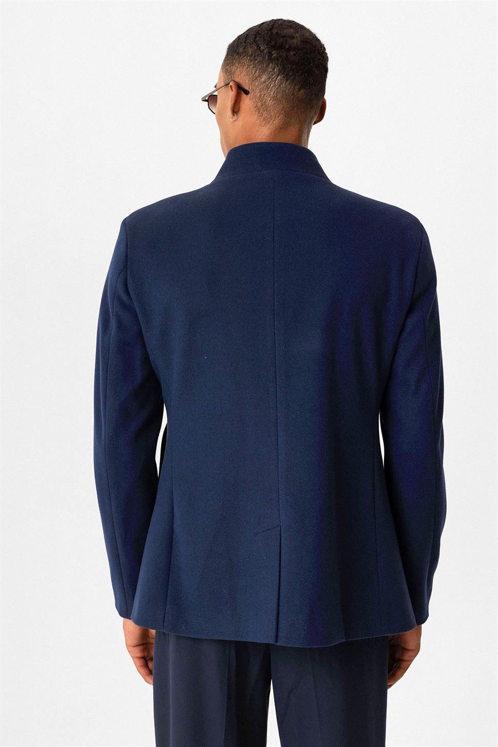 Antioch Lacivert Slim Fit Dik Yaka Erkek Kaban