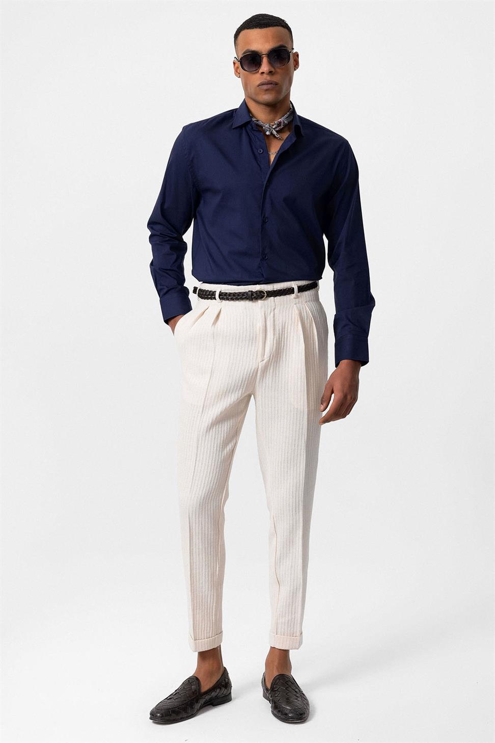 قميص رجالي كلاسيكي بقصة ضيقة كلاسيكية