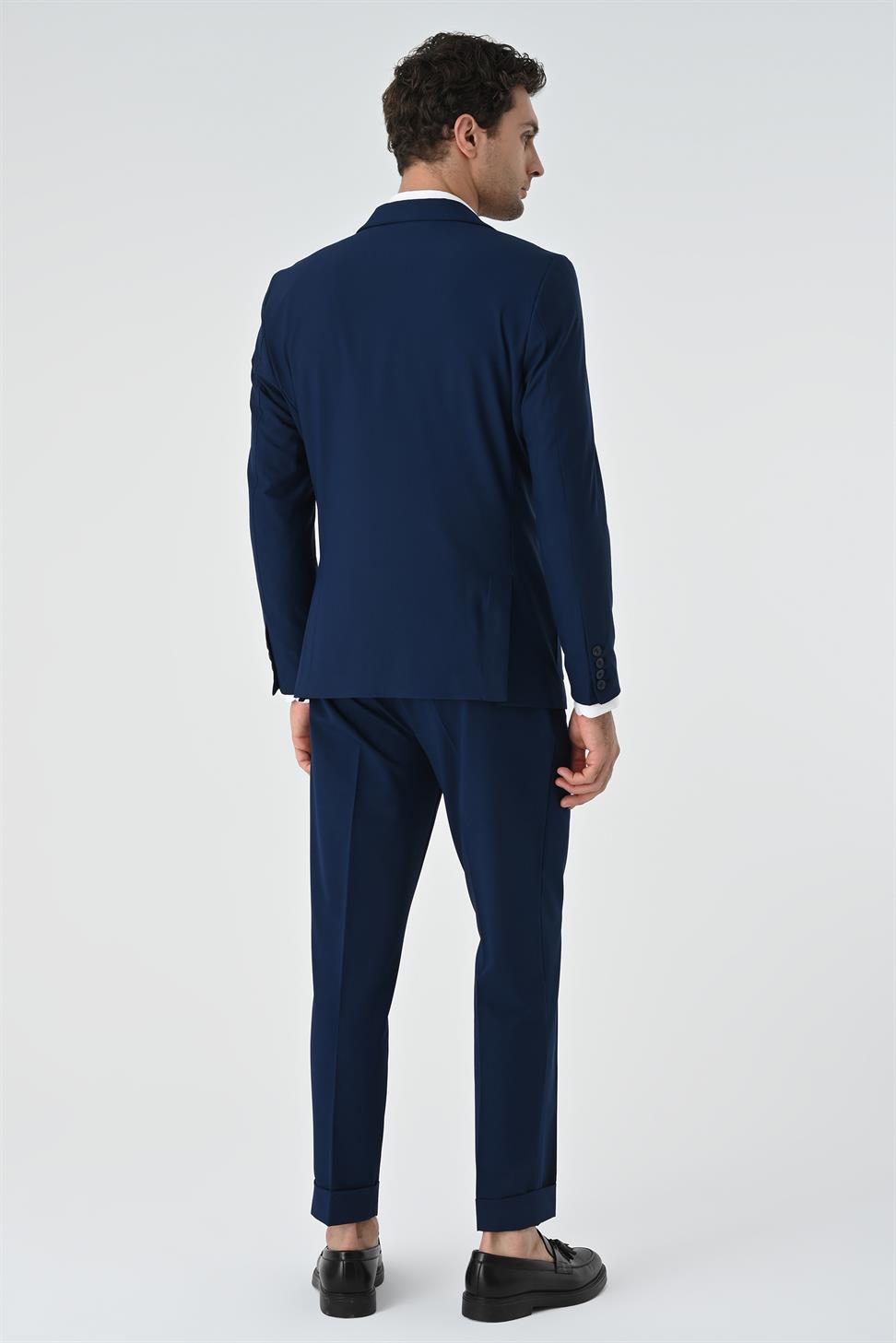 Antioch Lacivert Torba Cepli Tek Düğme Erkek Ceket