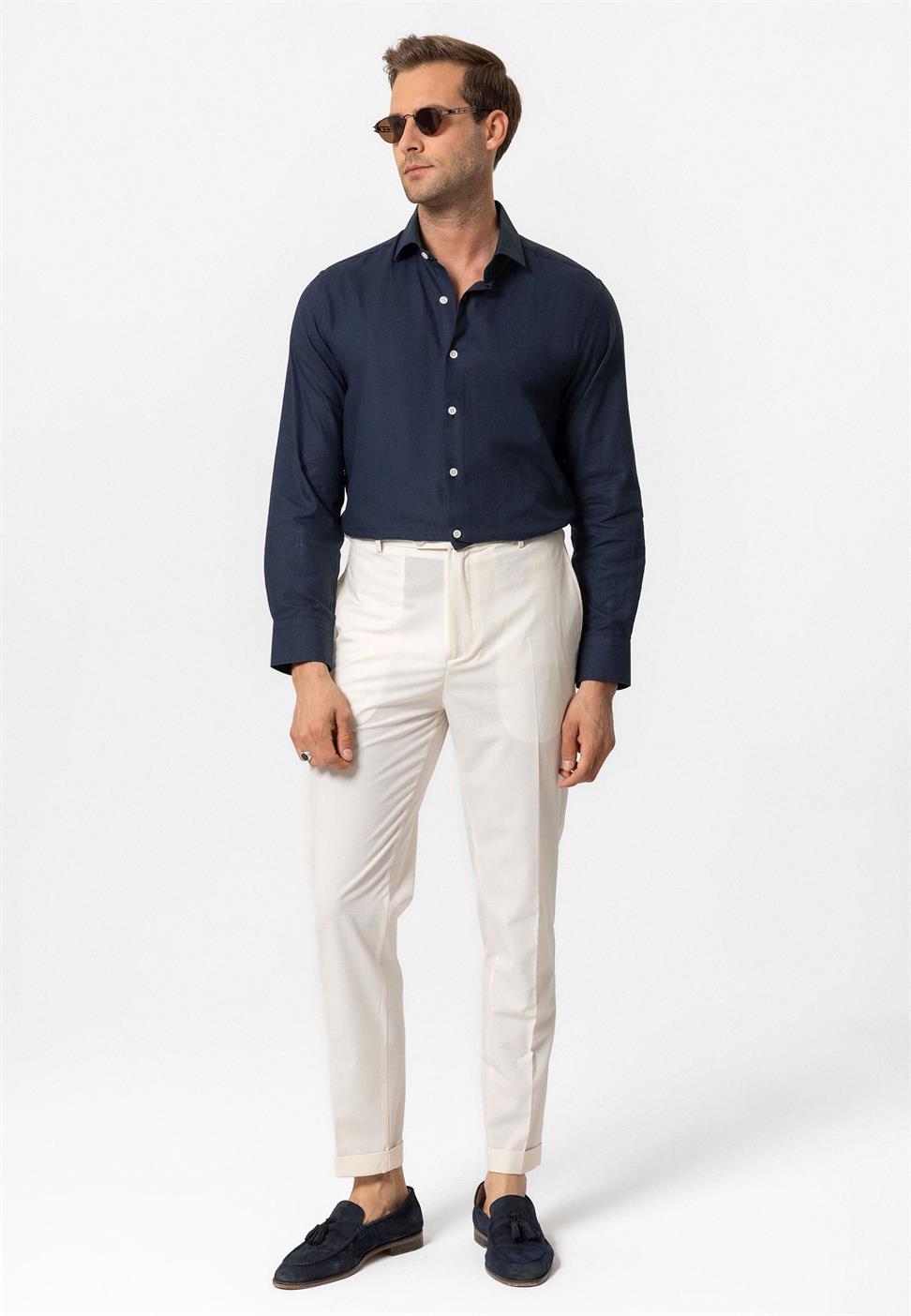 قميص رجالي بأكمام طويلة ضيقة ضيقة للرجال