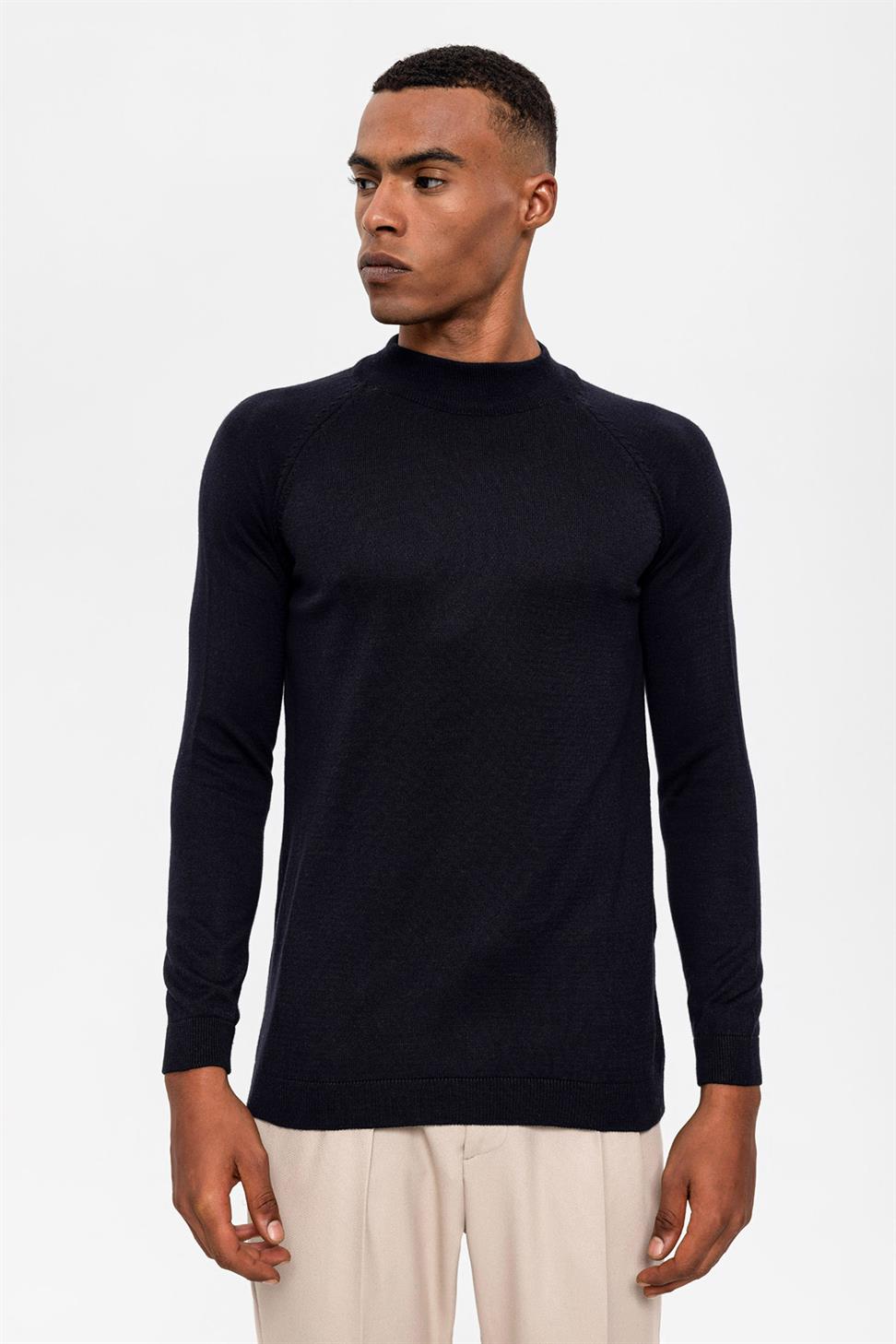 Antioch Lacivert Yarım Boğazlı Erkek Triko