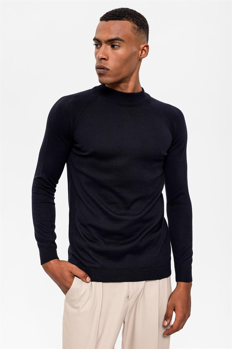 Antioch Lacivert Yarım Boğazlı Erkek Triko