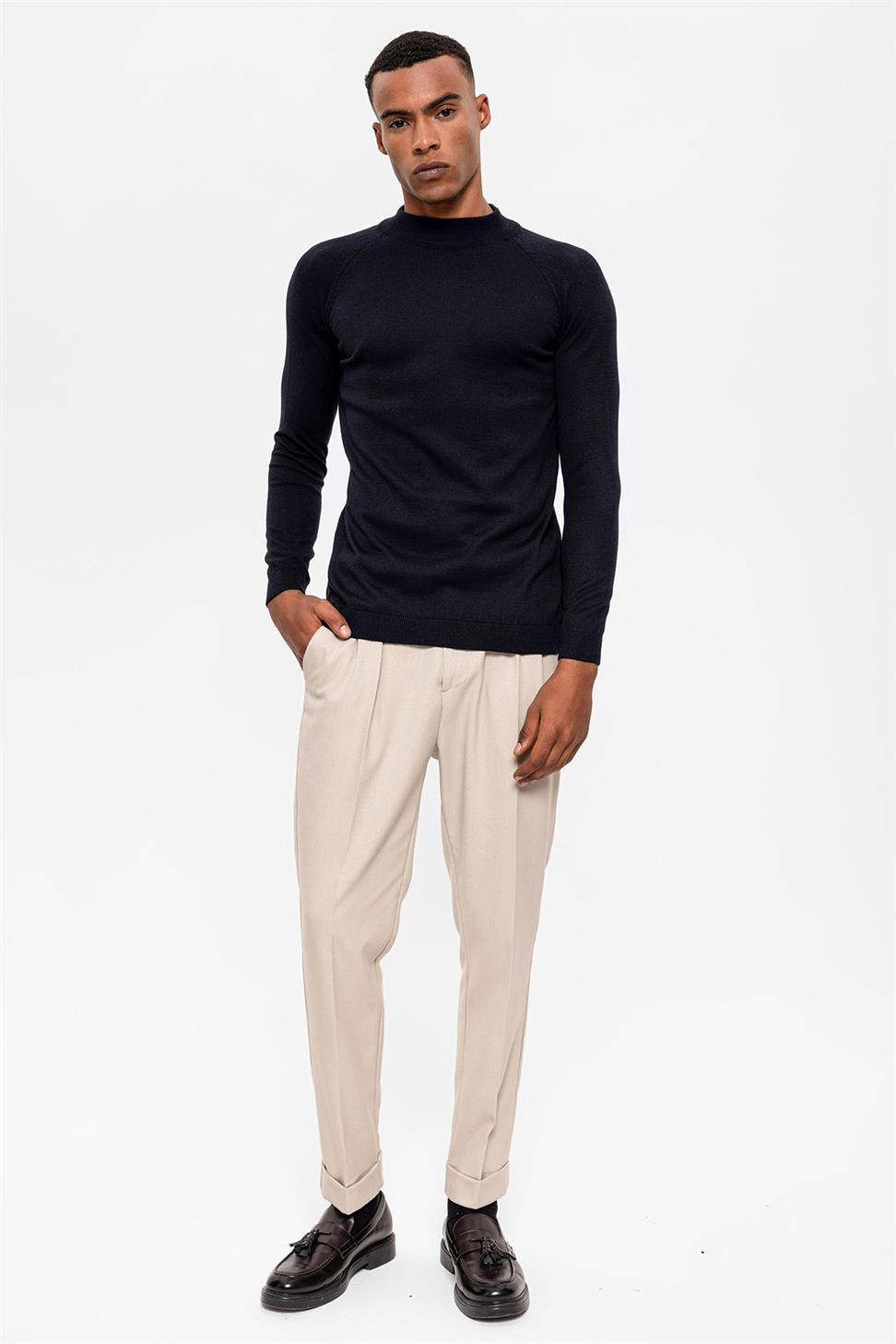 Antioch Lacivert Yarım Boğazlı Erkek Triko