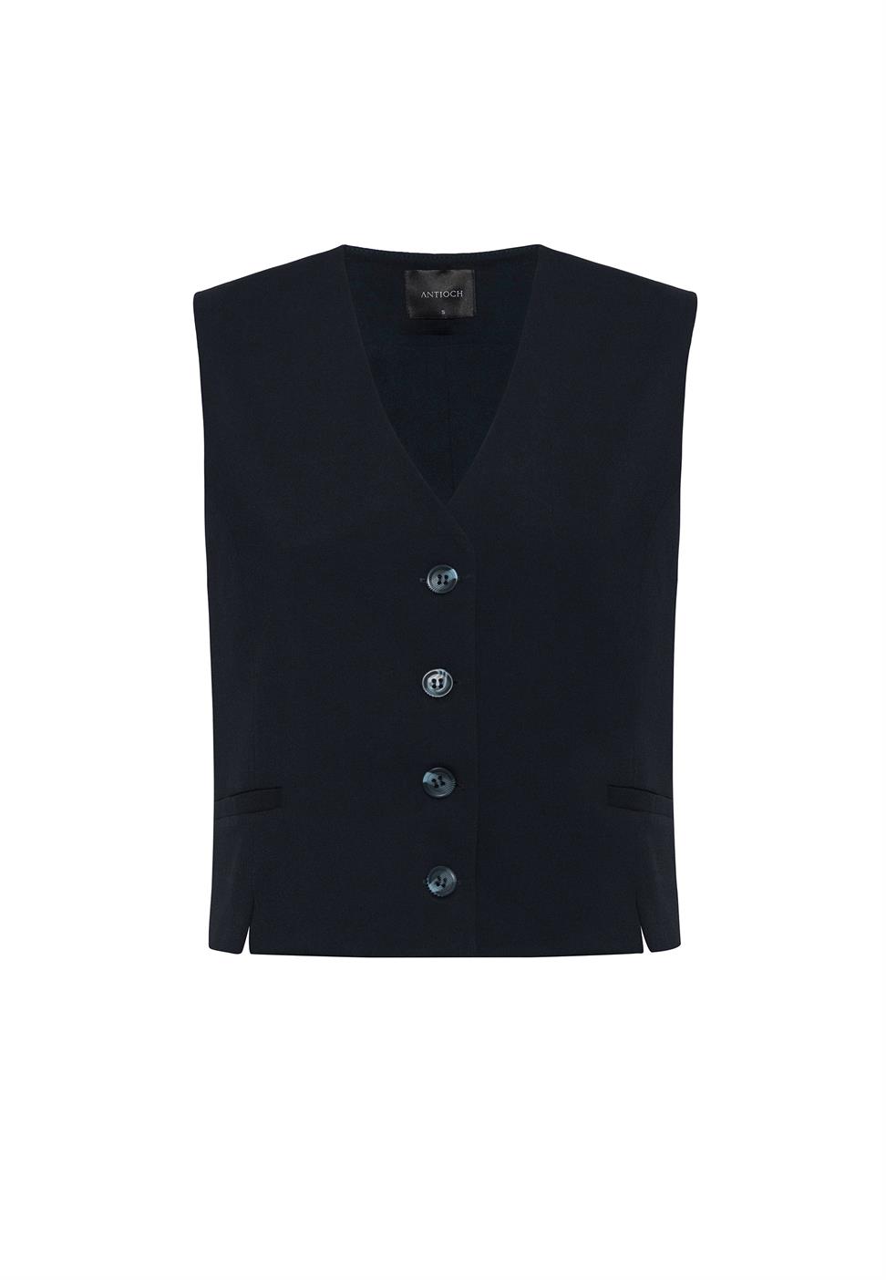 Antioch Lacivert Yırtmaçlı Kadın Yelek