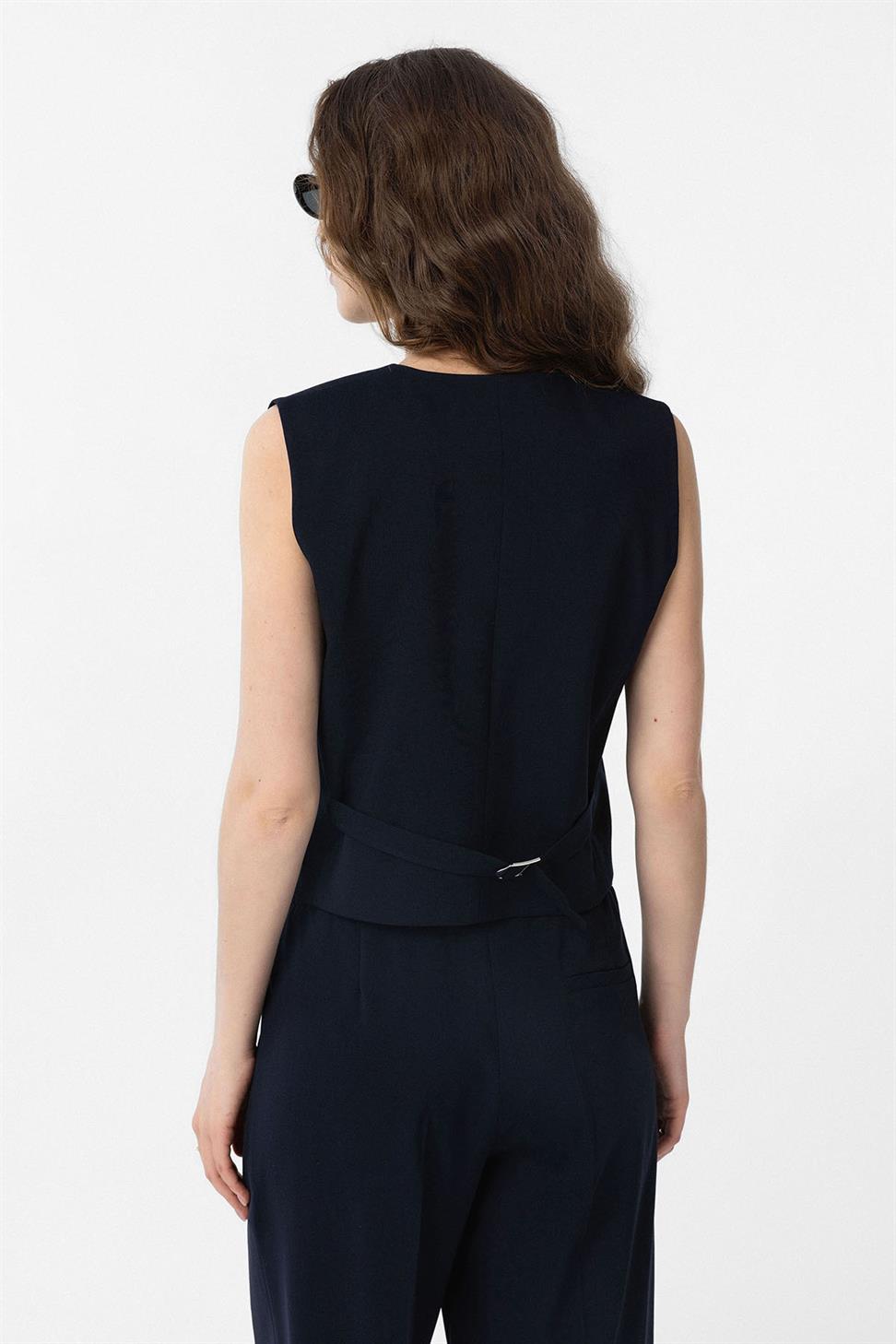 Antioch Lacivert Yırtmaçlı Kadın Yelek