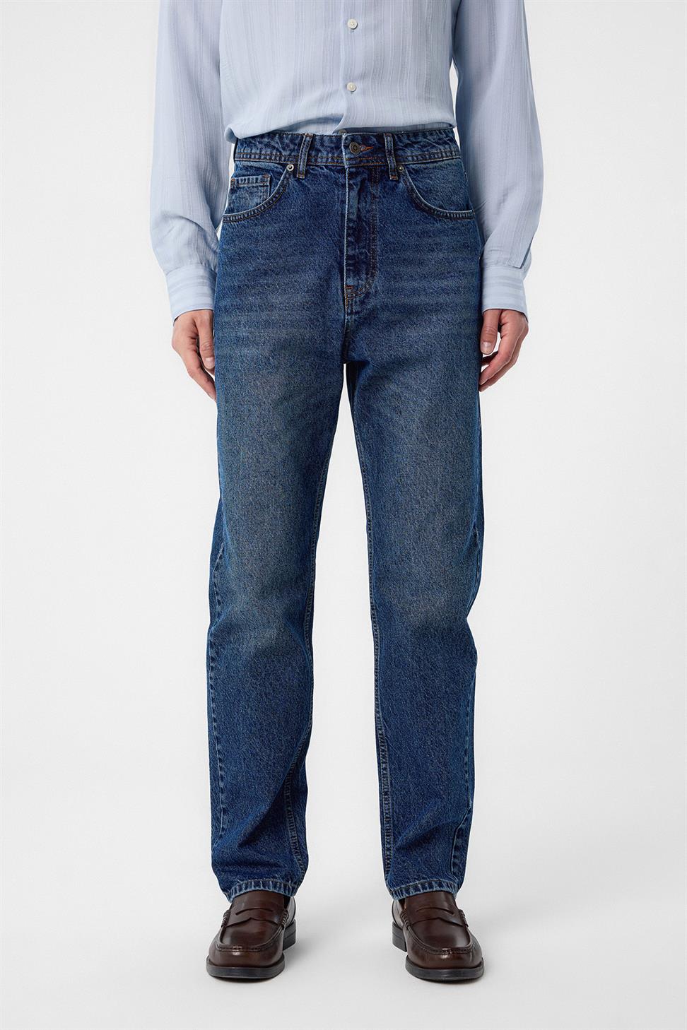 Antioch Lacivert Yüksek Bel Regular Fit Erkek Kot Pantolon