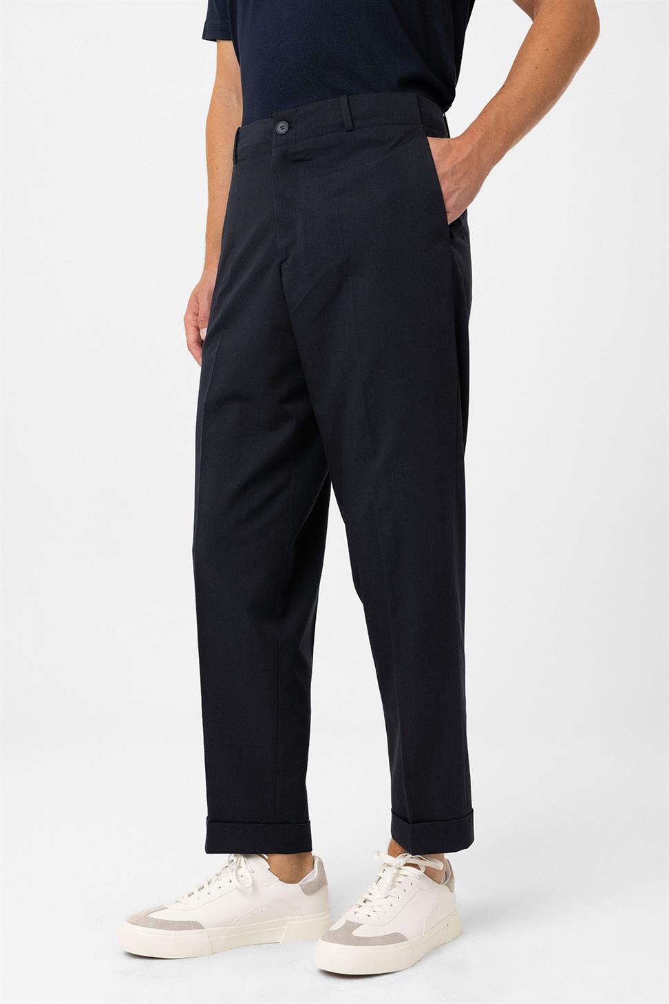 Antioch Lacivert Yüksek Bel Straight Fit Erkek Pantolon