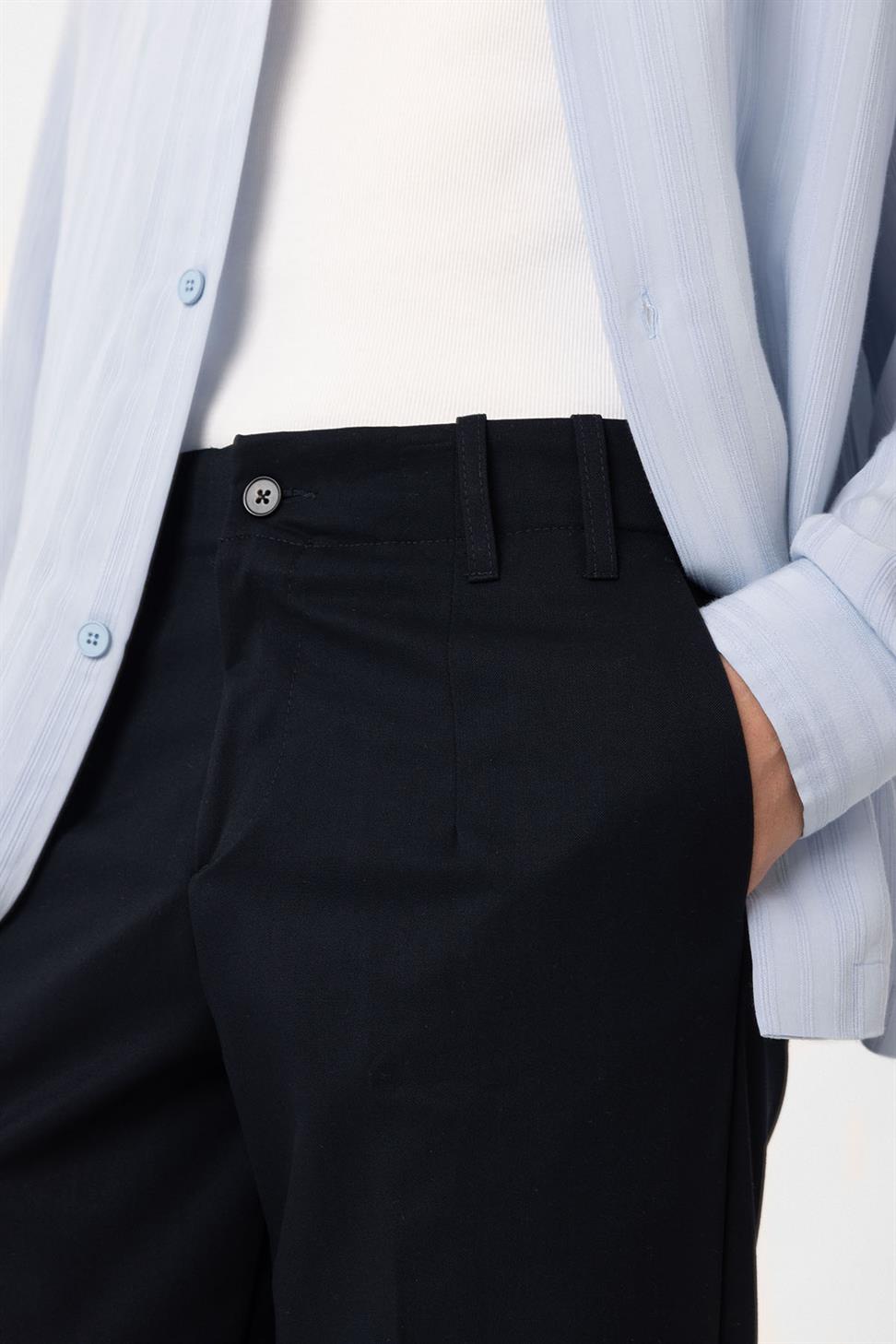 Antioch Lacivert Yüksek Bel Straight Fit Erkek Pantolon